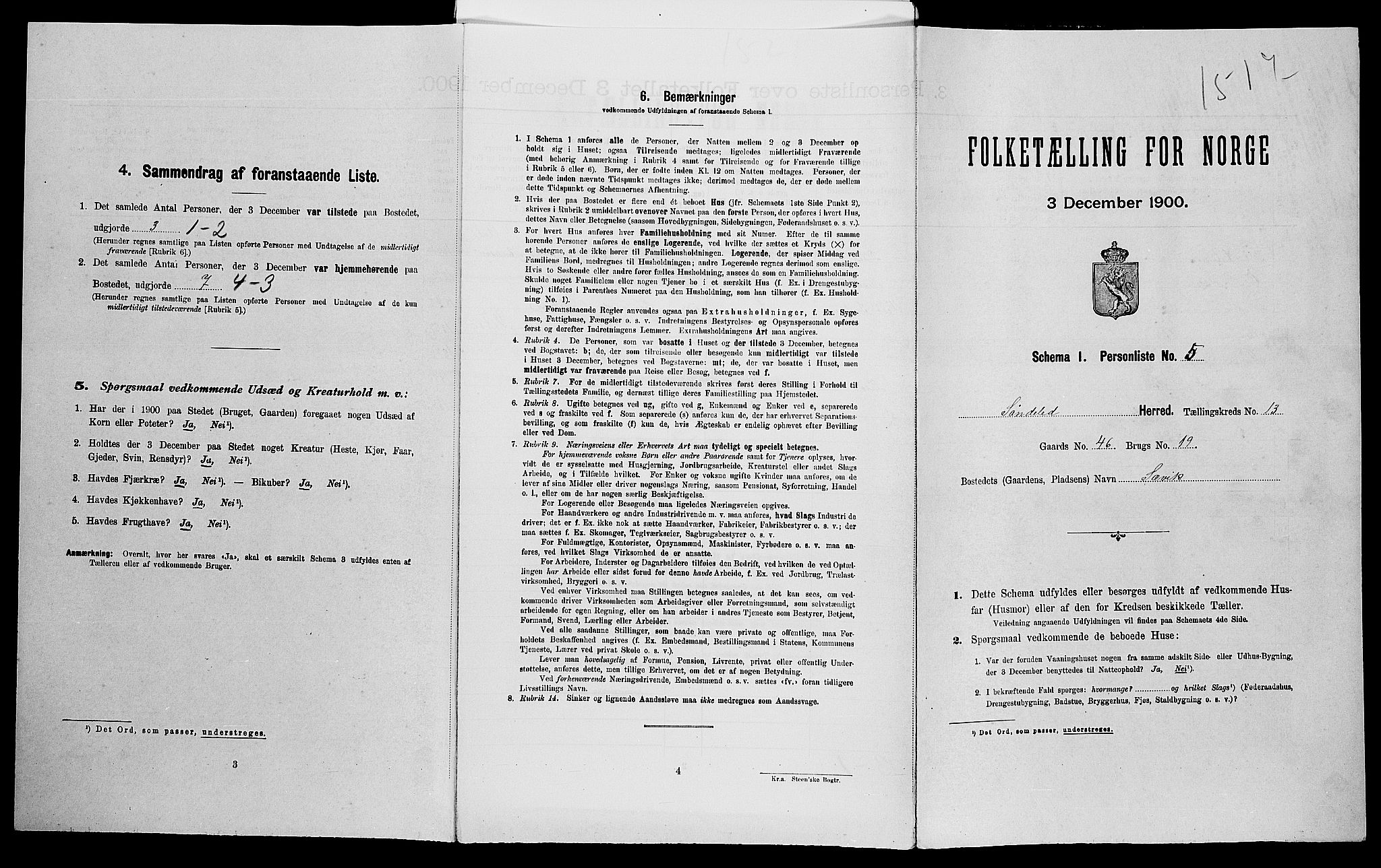 SAK, Folketelling 1900 for 0913 Søndeled herred, 1900, s. 1137
