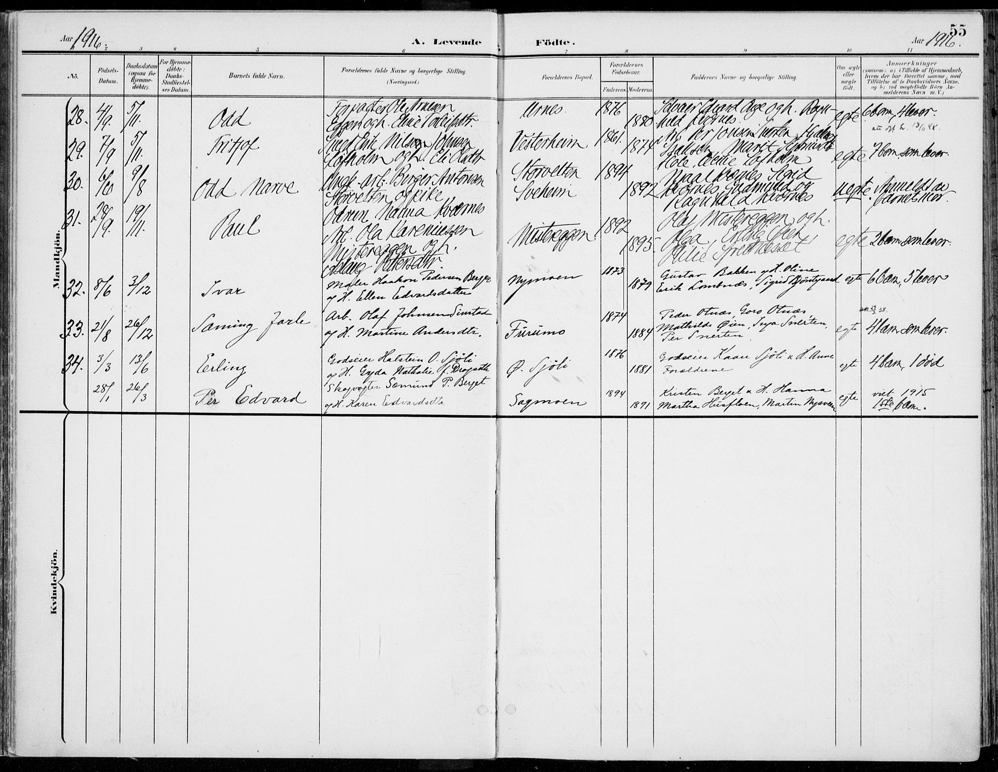 Rendalen prestekontor, AV/SAH-PREST-054/H/Ha/Haa/L0011: Ministerialbok nr. 11, 1901-1925, s. 55