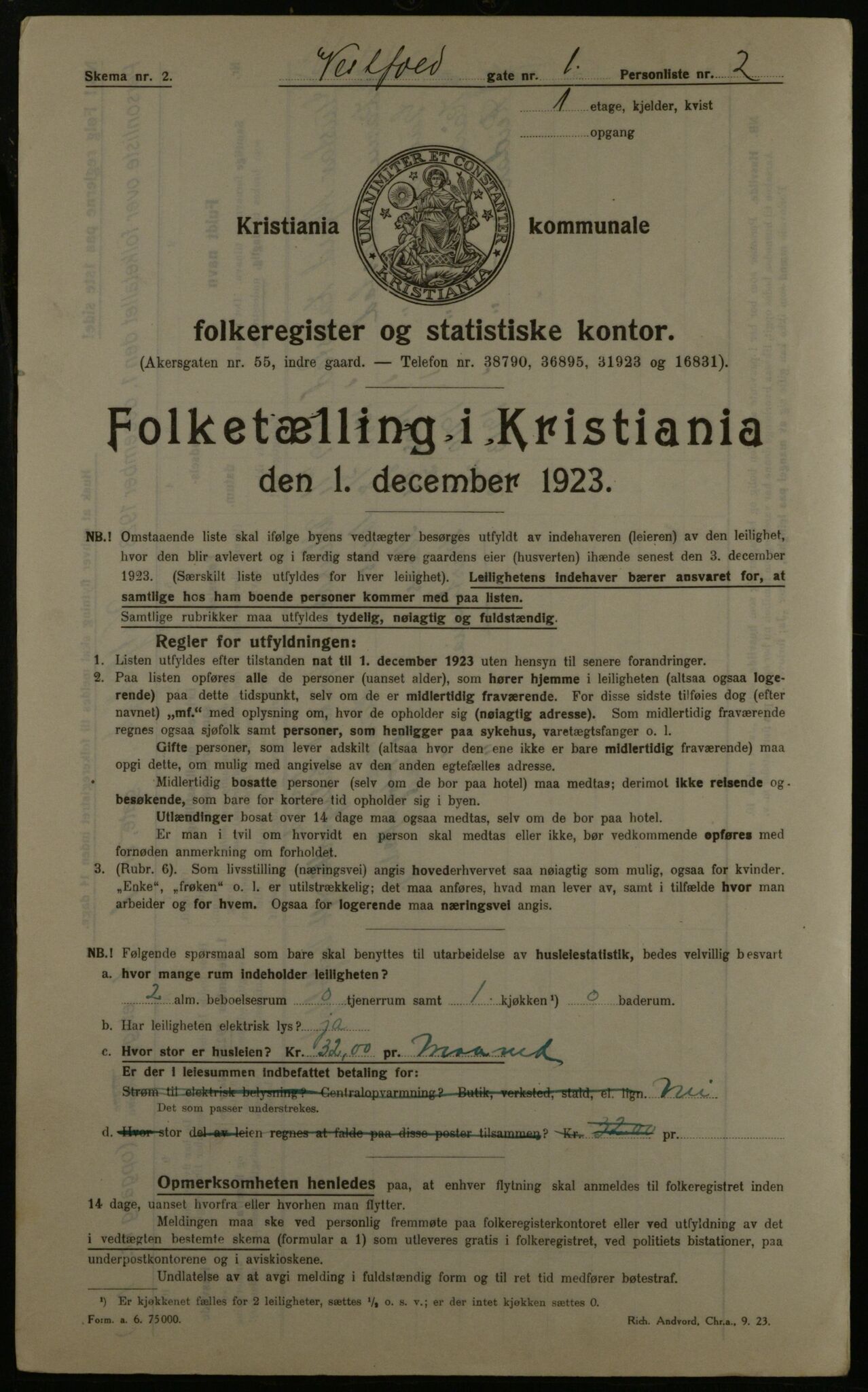 OBA, Kommunal folketelling 1.12.1923 for Kristiania, 1923, s. 135205