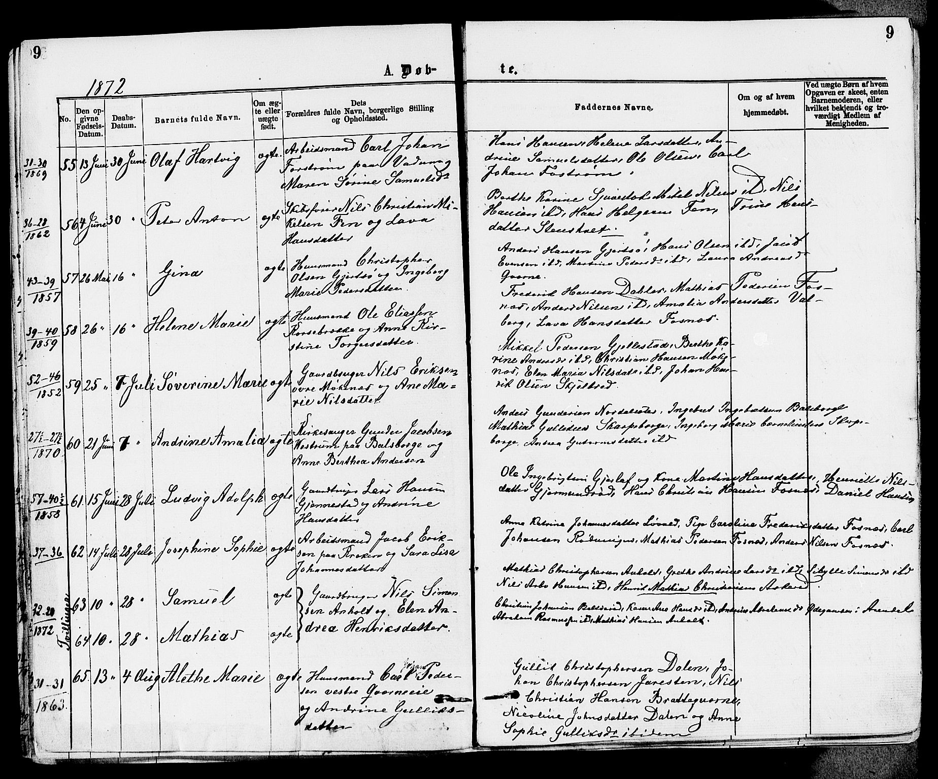 Stokke kirkebøker, AV/SAKO-A-320/F/Fa/L0009: Ministerialbok nr. I 9, 1872-1883, s. 9