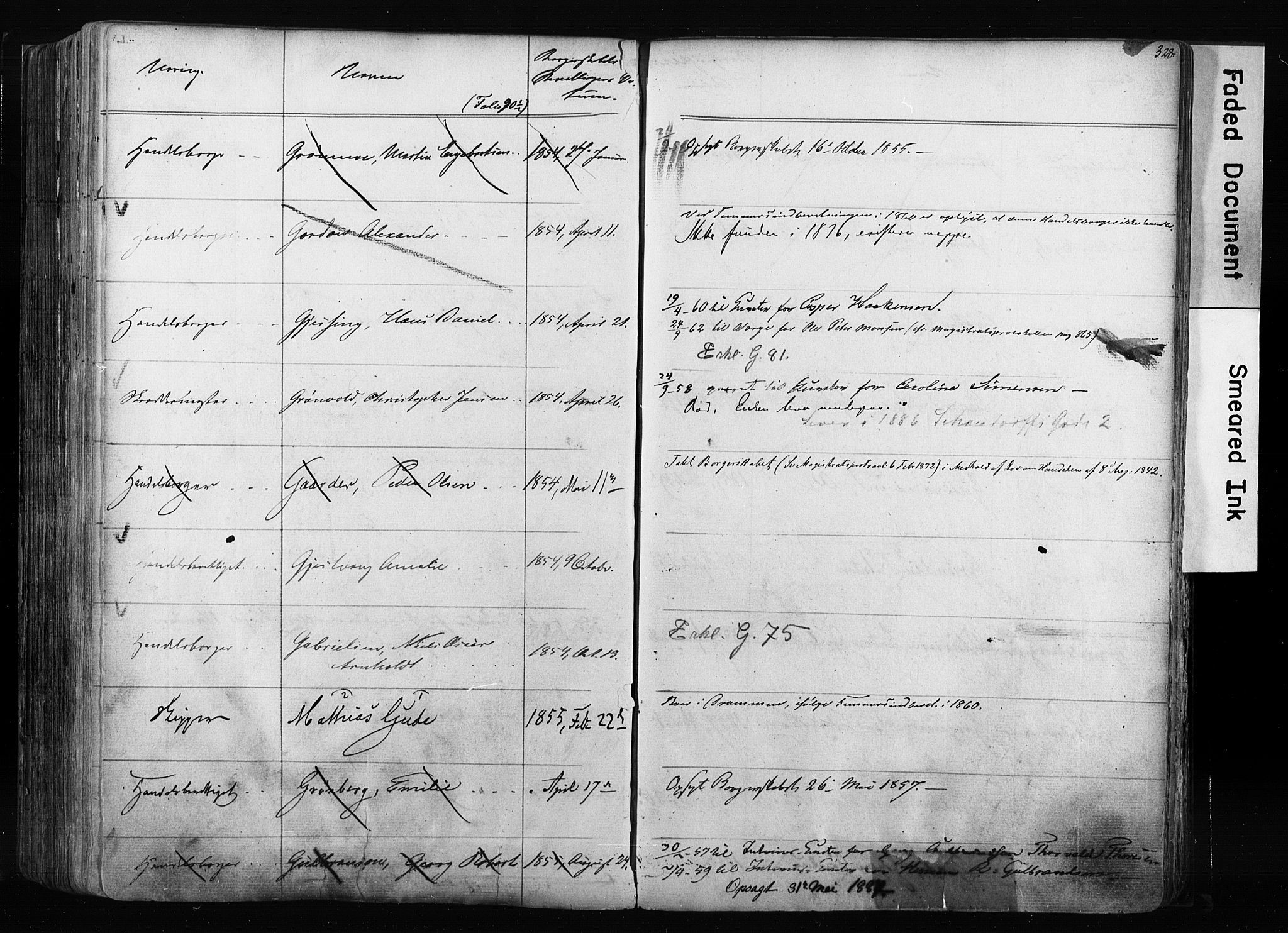 Kristiania magistrat, SAO/A-10711/F/Fb/L0003: Borgerrulle, 1842-1860, s. 331