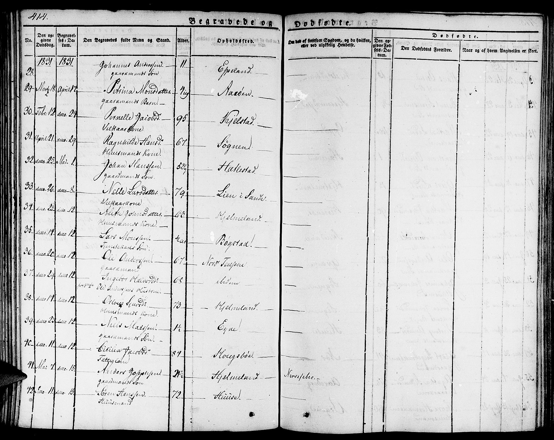 Gaular sokneprestembete, AV/SAB-A-80001/H/Haa: Ministerialbok nr. A 3, 1821-1840, s. 414
