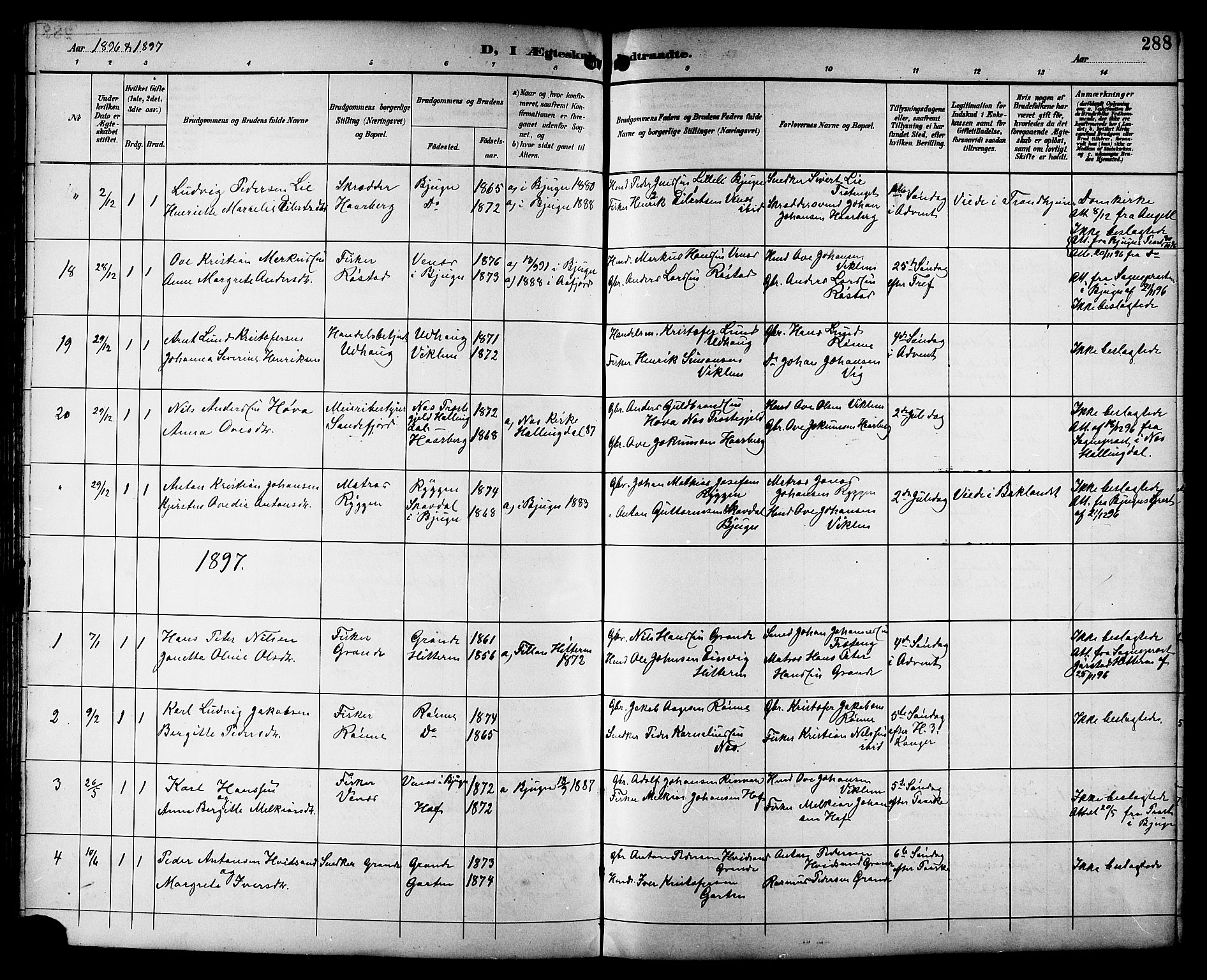 Ministerialprotokoller, klokkerbøker og fødselsregistre - Sør-Trøndelag, SAT/A-1456/659/L0746: Klokkerbok nr. 659C03, 1893-1912, s. 288