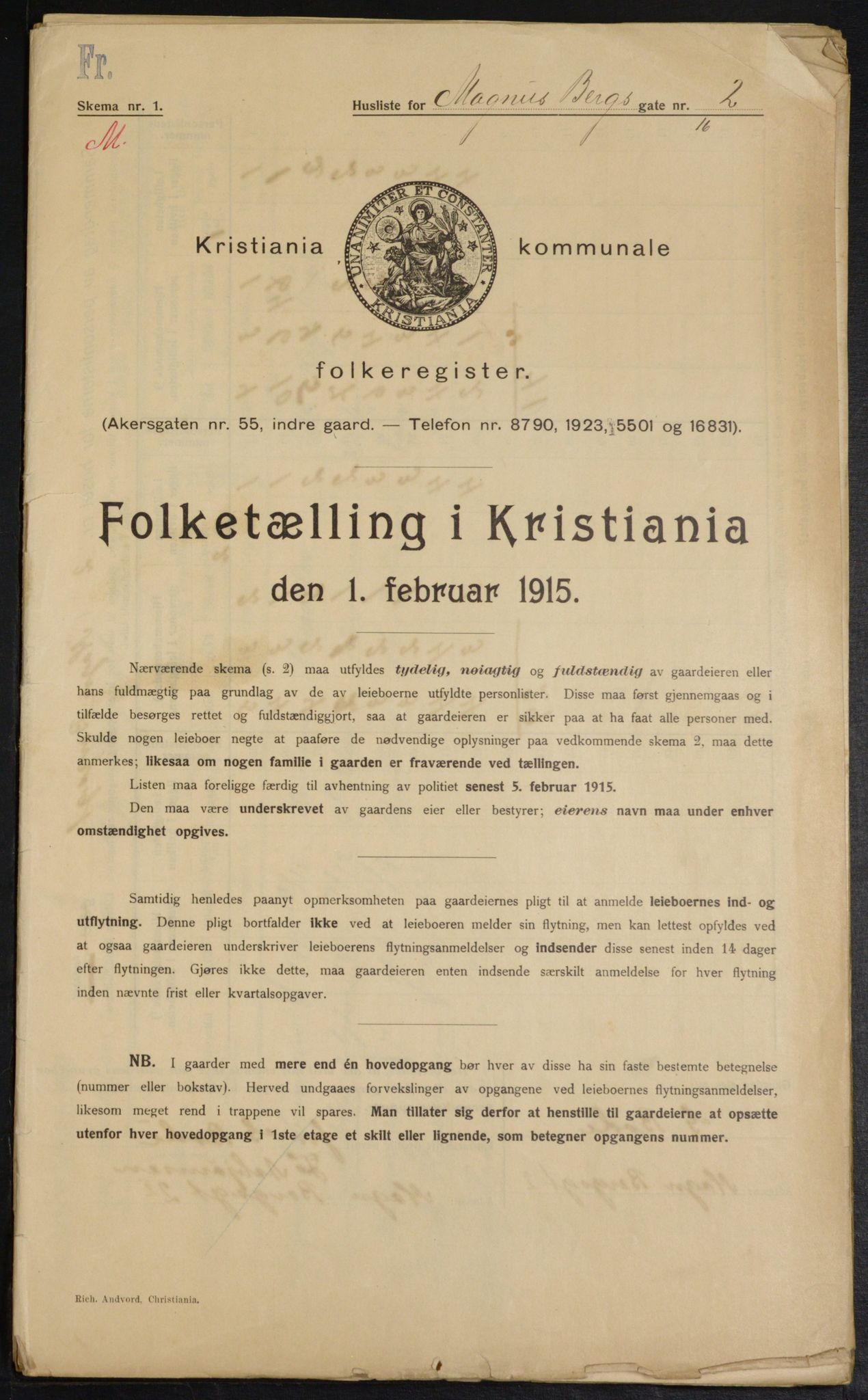 OBA, Kommunal folketelling 1.2.1915 for Kristiania, 1915, s. 58434