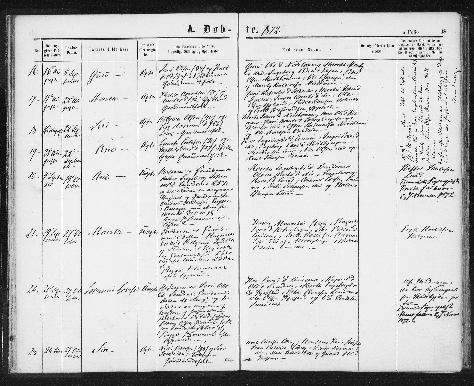 Ministerialprotokoller, klokkerbøker og fødselsregistre - Sør-Trøndelag, SAT/A-1456/692/L1104: Ministerialbok nr. 692A04, 1862-1878, s. 18