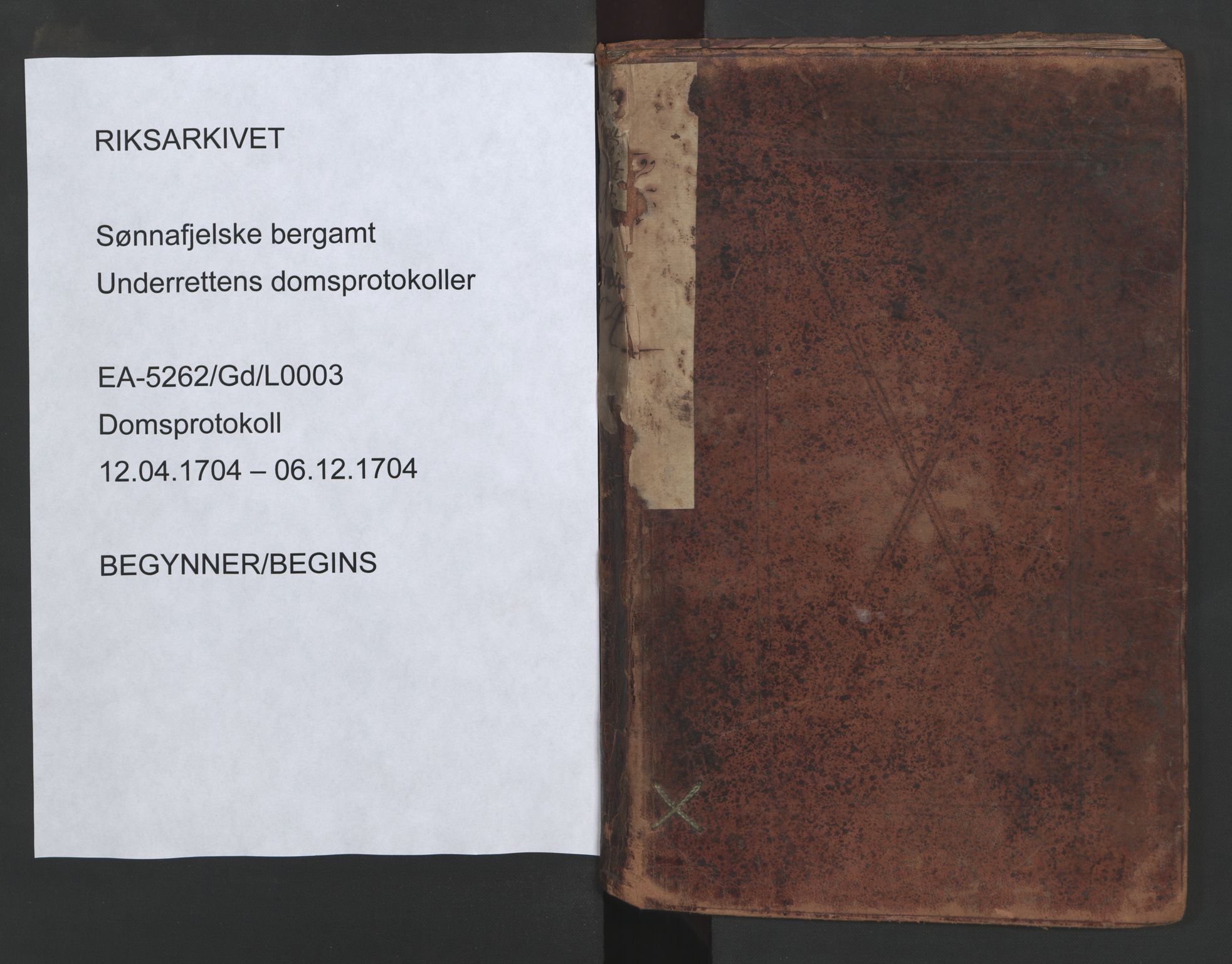 Sønnafjelske bergamt , SAKO/EA-5262/G/Gd/L0002: Domsprotokoll, 1704