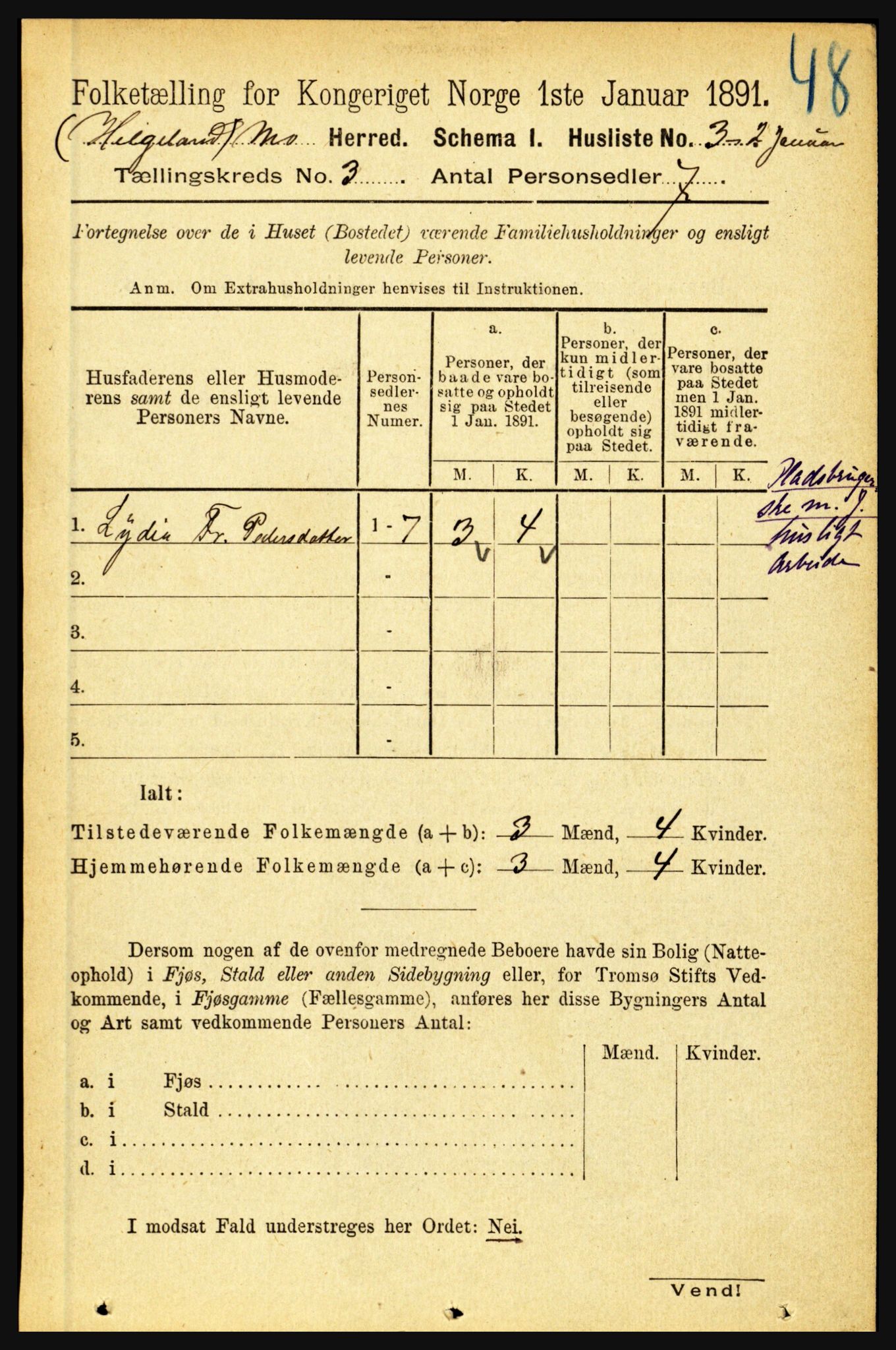 RA, Folketelling 1891 for 1833 Mo herred, 1891, s. 1303