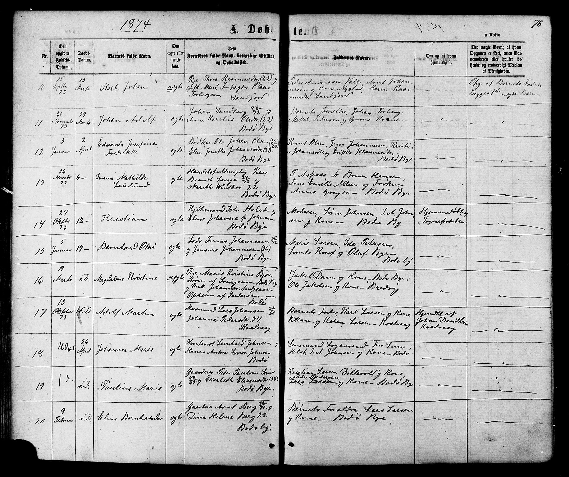 Ministerialprotokoller, klokkerbøker og fødselsregistre - Nordland, SAT/A-1459/801/L0029: Klokkerbok nr. 801C04, 1868-1878, s. 76