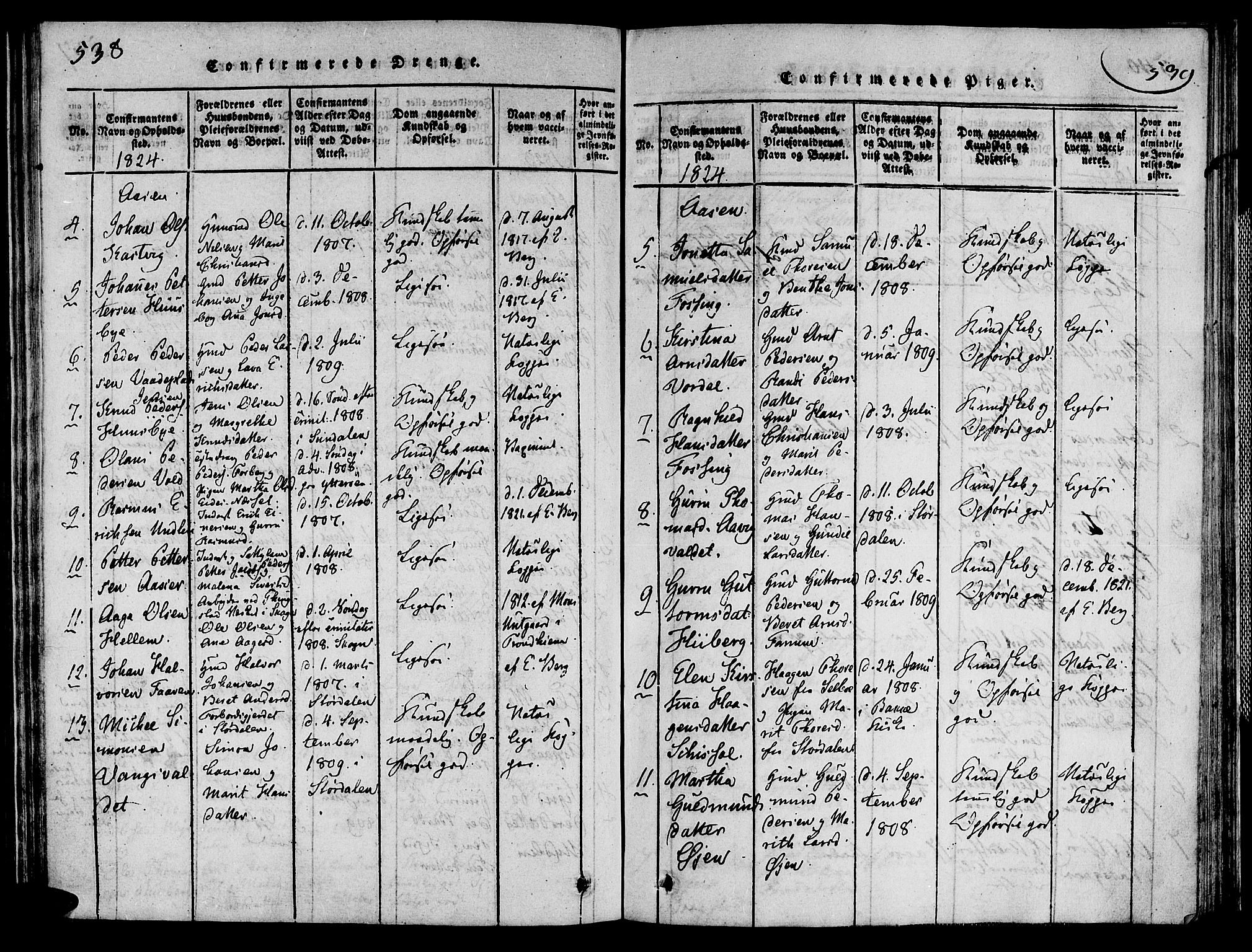 Ministerialprotokoller, klokkerbøker og fødselsregistre - Nord-Trøndelag, SAT/A-1458/713/L0112: Ministerialbok nr. 713A04 /2, 1817-1827, s. 538-539