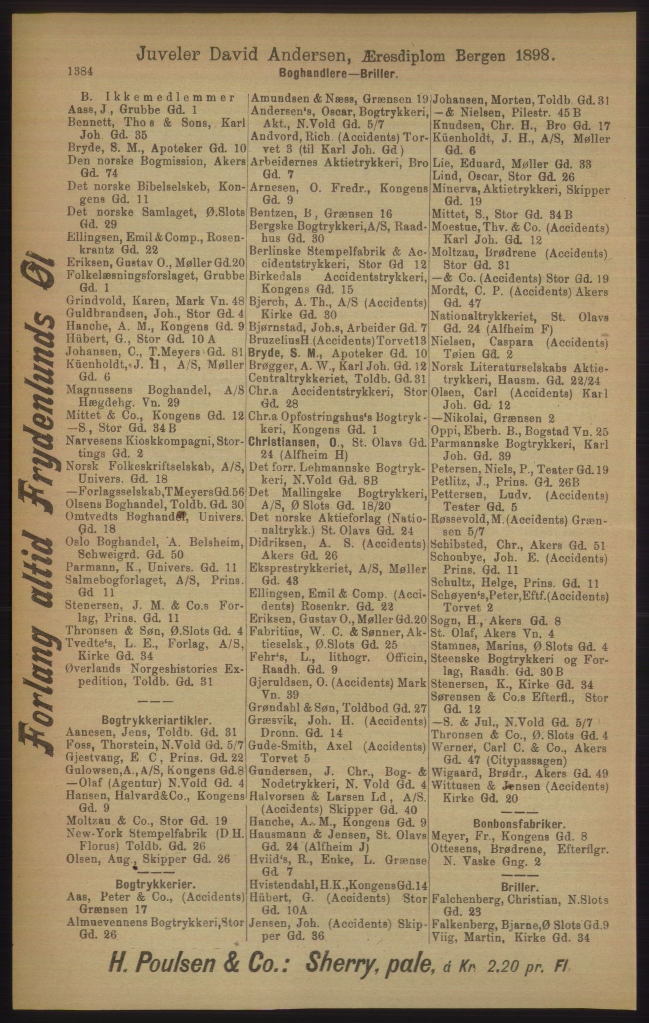 Kristiania/Oslo adressebok, PUBL/-, 1906, s. 1384