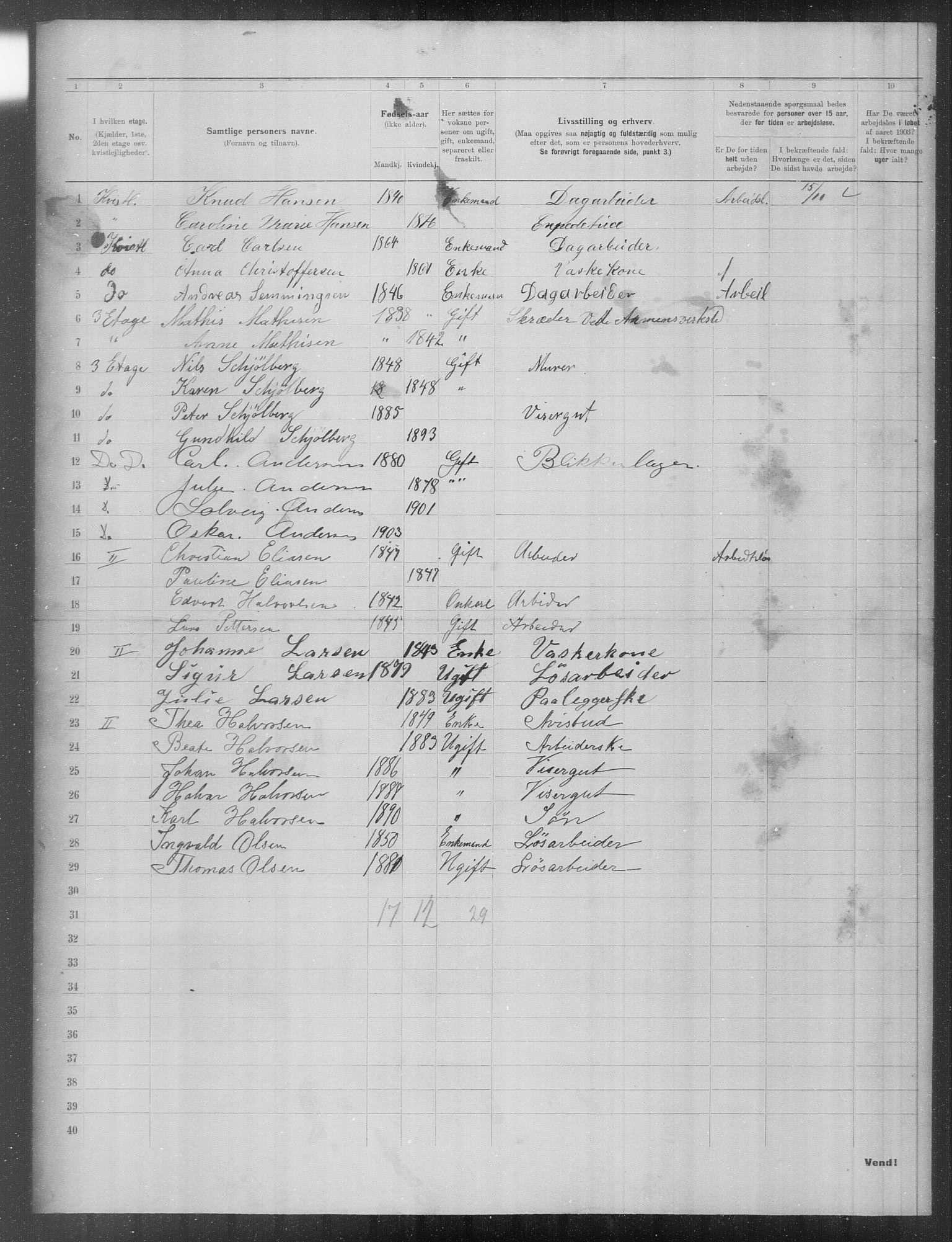 OBA, Kommunal folketelling 31.12.1903 for Kristiania kjøpstad, 1903, s. 20140