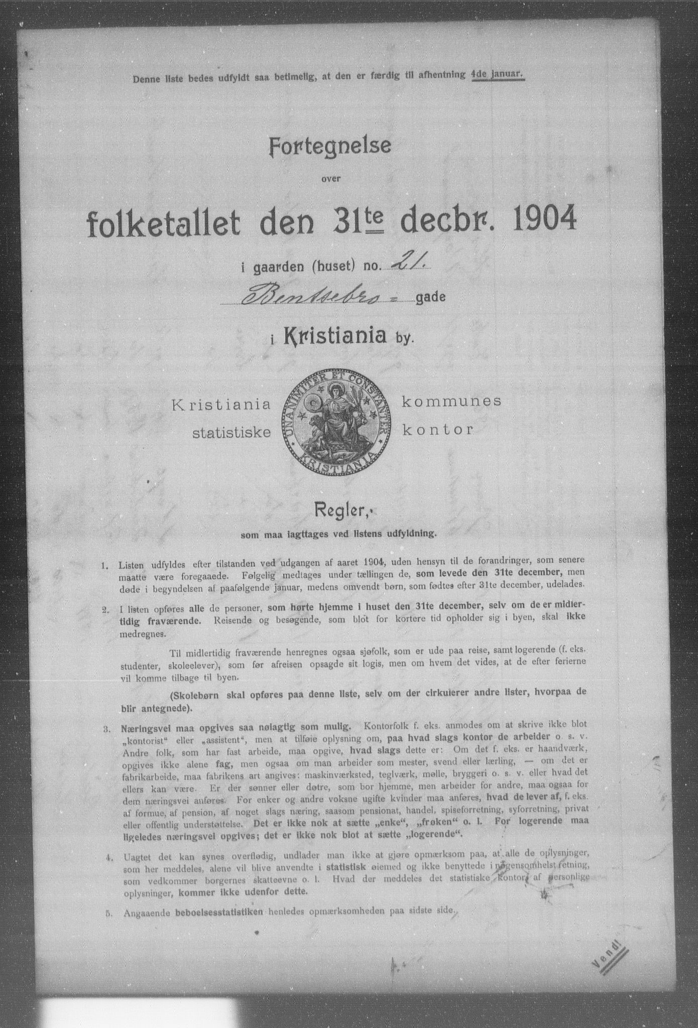 OBA, Kommunal folketelling 31.12.1904 for Kristiania kjøpstad, 1904, s. 840