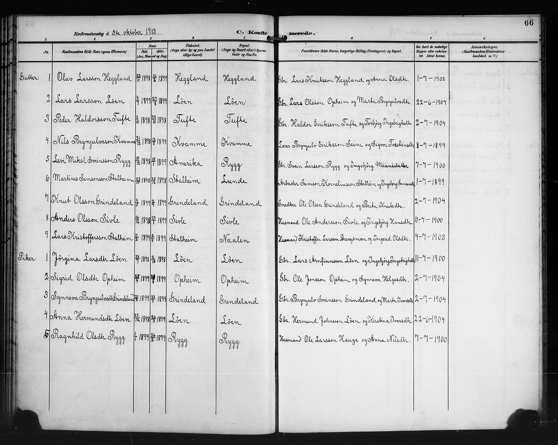 Vossestrand Sokneprestembete, AV/SAB-A-79101/H/Hab: Klokkerbok nr. A 3, 1900-1918, s. 66