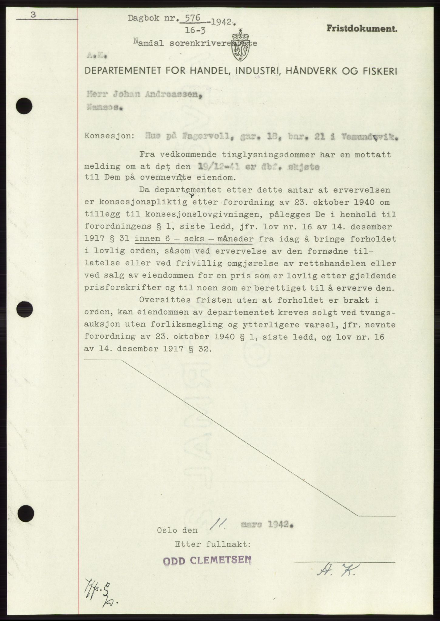 Namdal sorenskriveri, SAT/A-4133/1/2/2C: Pantebok nr. -, 1941-1942, Dagboknr: 576/1942