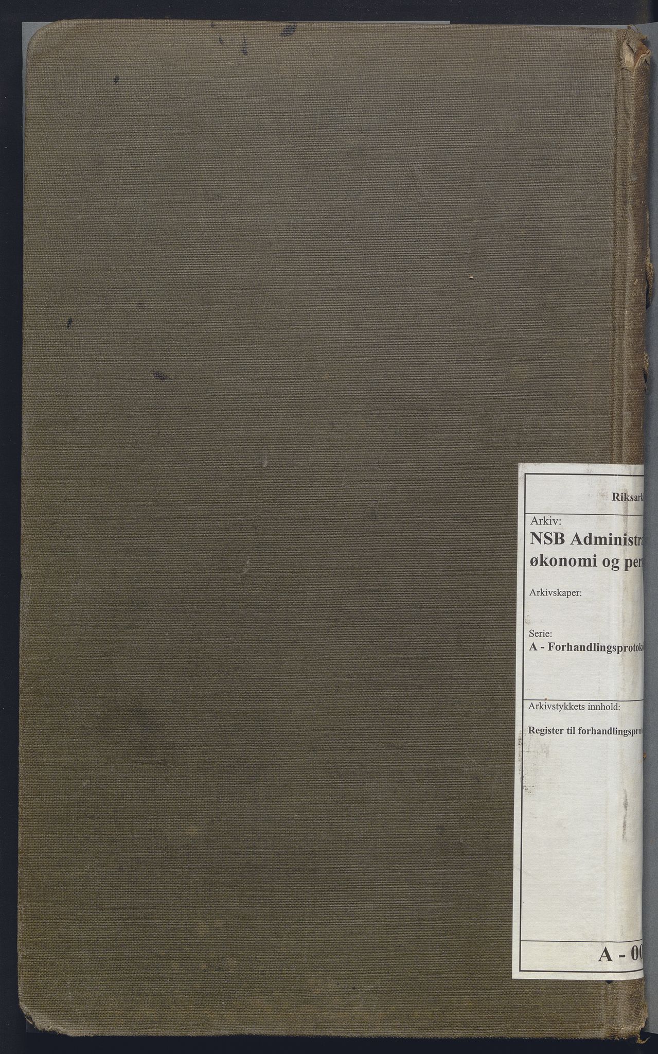 Norges statsbaner, Administrasjons- økonomi- og personalavdelingen, RA/S-3412/A/Aa/L0029: Register til forhandlingsprotokoll, 1893-1894