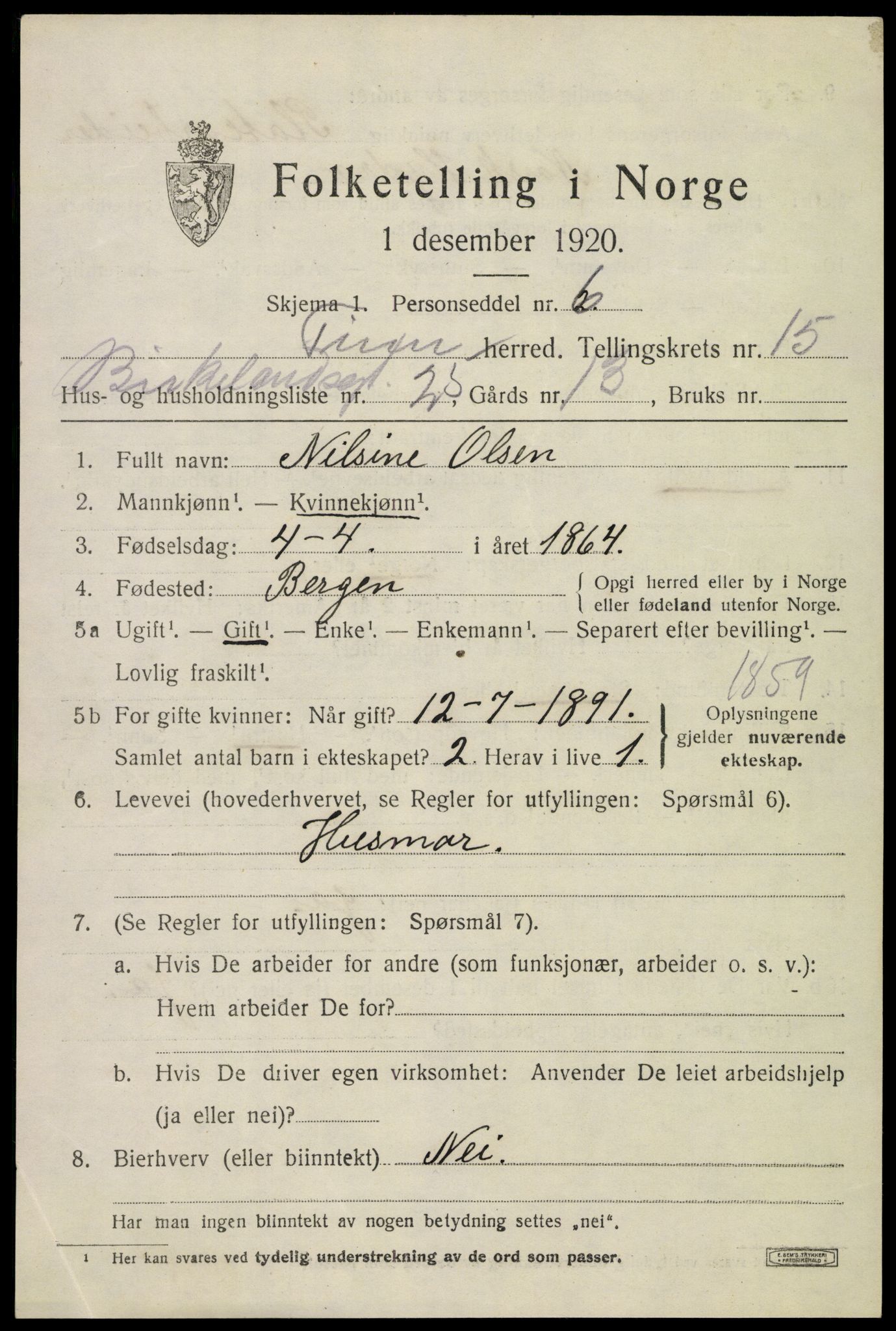 SAKO, Folketelling 1920 for 0826 Tinn herred, 1920, s. 12954