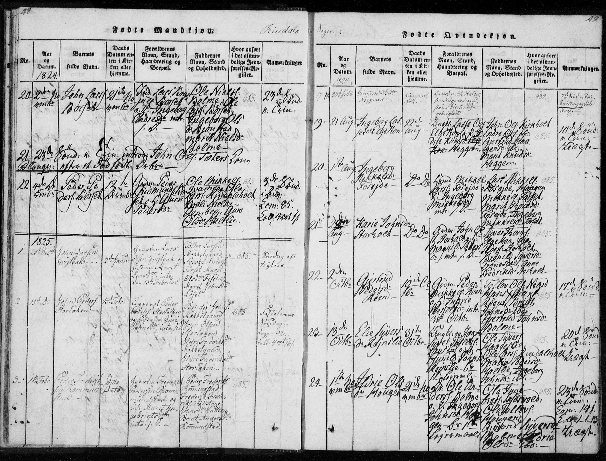 Ministerialprotokoller, klokkerbøker og fødselsregistre - Møre og Romsdal, AV/SAT-A-1454/595/L1041: Ministerialbok nr. 595A03, 1819-1829, s. 48-49