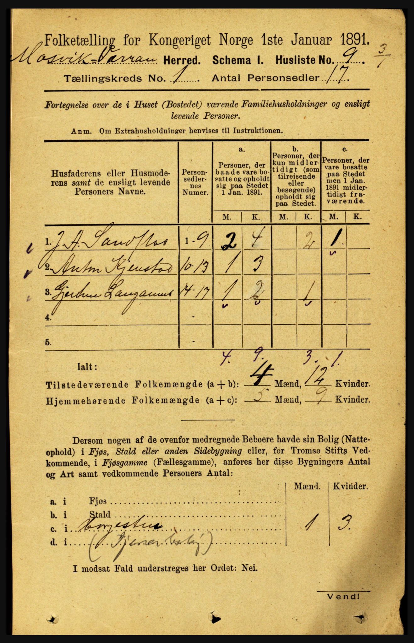 RA, Folketelling 1891 for 1723 Mosvik og Verran herred, 1891, s. 32