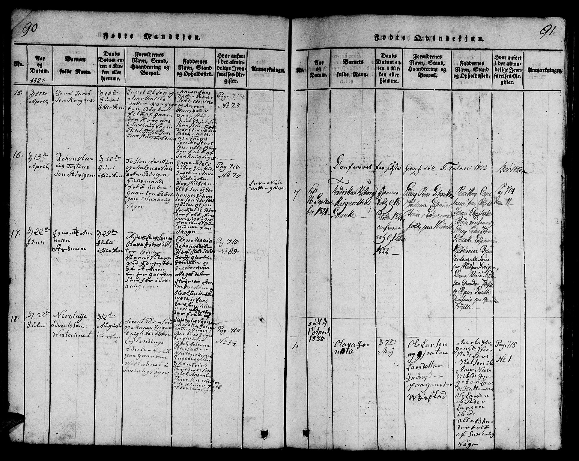 Ministerialprotokoller, klokkerbøker og fødselsregistre - Nord-Trøndelag, SAT/A-1458/730/L0298: Klokkerbok nr. 730C01, 1816-1849, s. 90-91