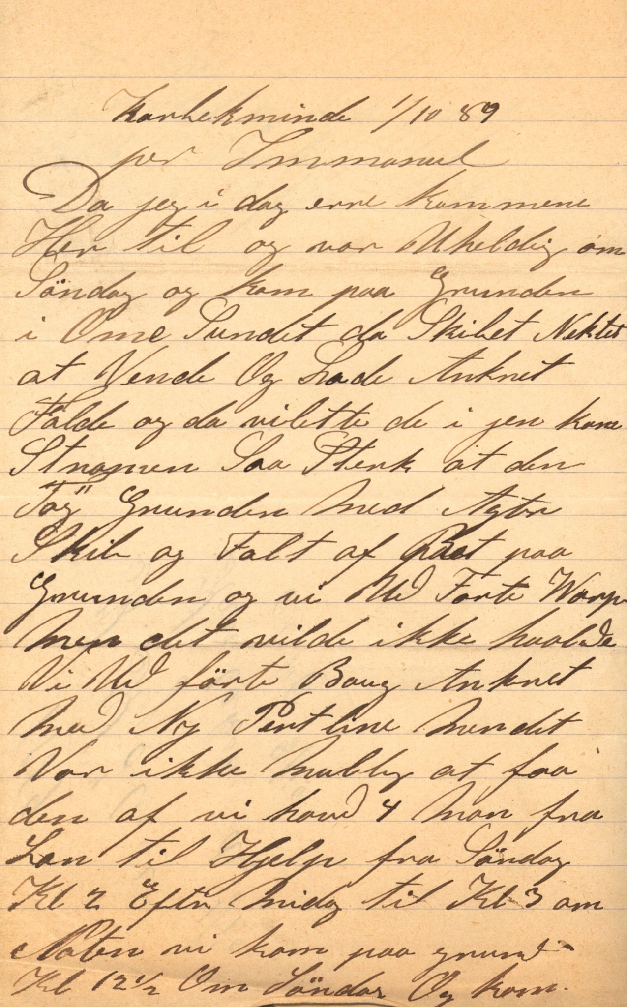 Pa 63 - Østlandske skibsassuranceforening, VEMU/A-1079/G/Ga/L0023/0008: Havaridokumenter / Immanuel, Wilhelm, Tobine, Diaz, Esmeralda, Tjømø, 1889, s. 2