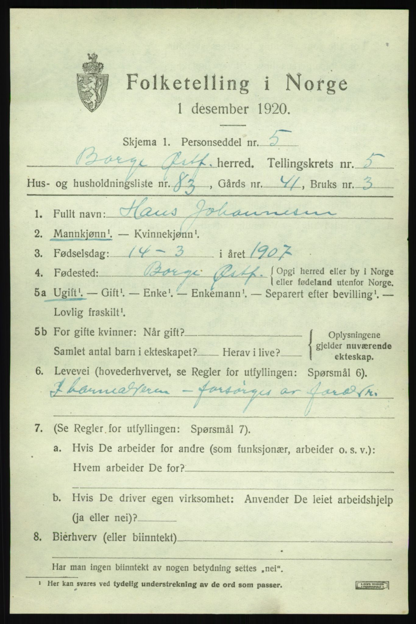 SAO, Folketelling 1920 for 0113 Borge herred, 1920, s. 13039