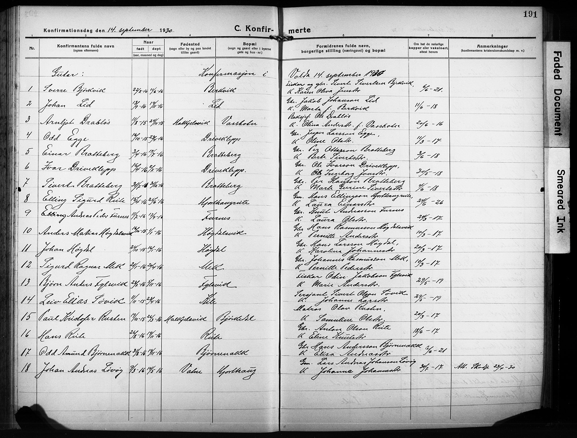 Ministerialprotokoller, klokkerbøker og fødselsregistre - Møre og Romsdal, AV/SAT-A-1454/511/L0160: Klokkerbok nr. 511C06, 1920-1932, s. 191