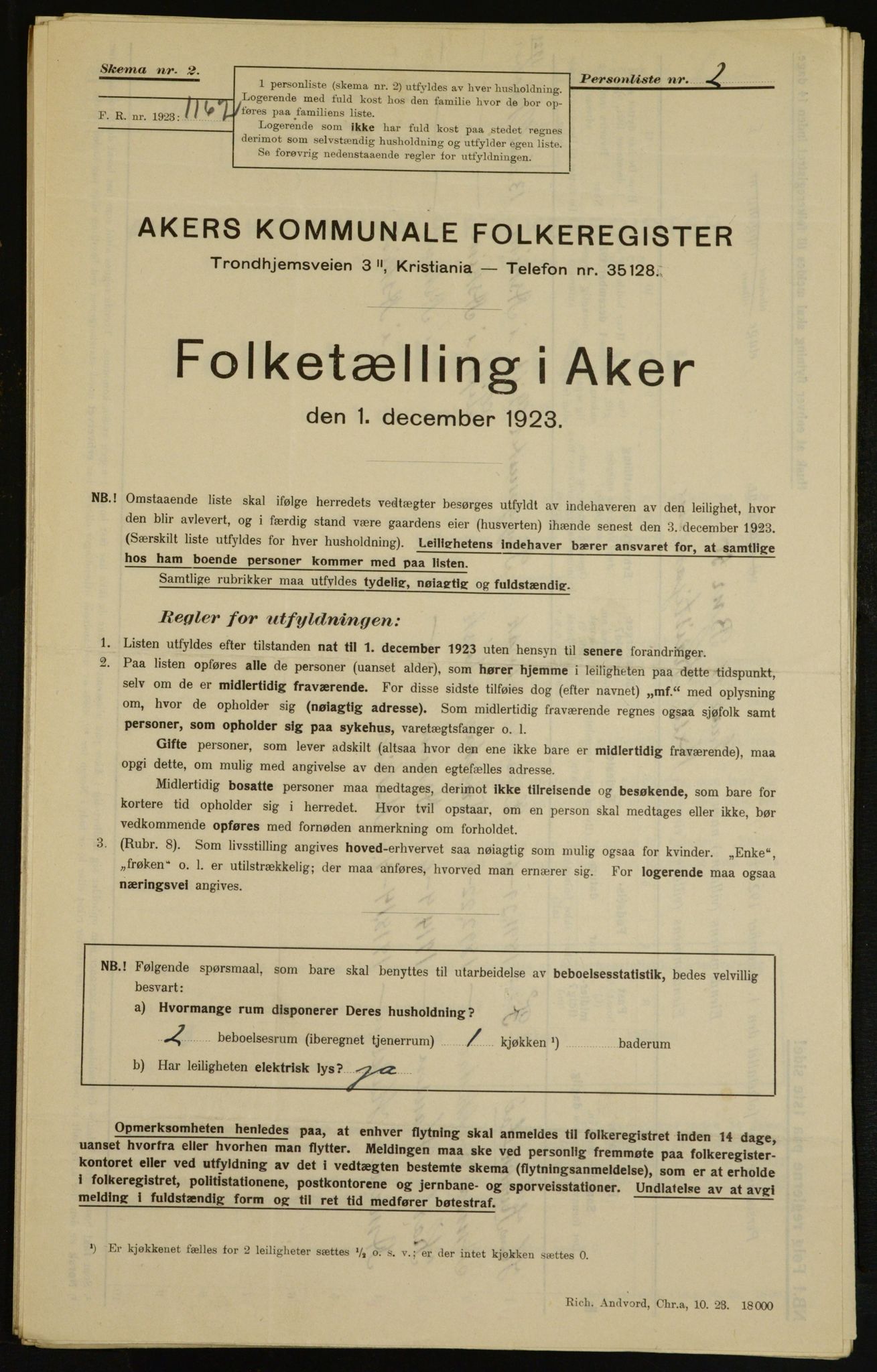 , Kommunal folketelling 1.12.1923 for Aker, 1923, s. 7009