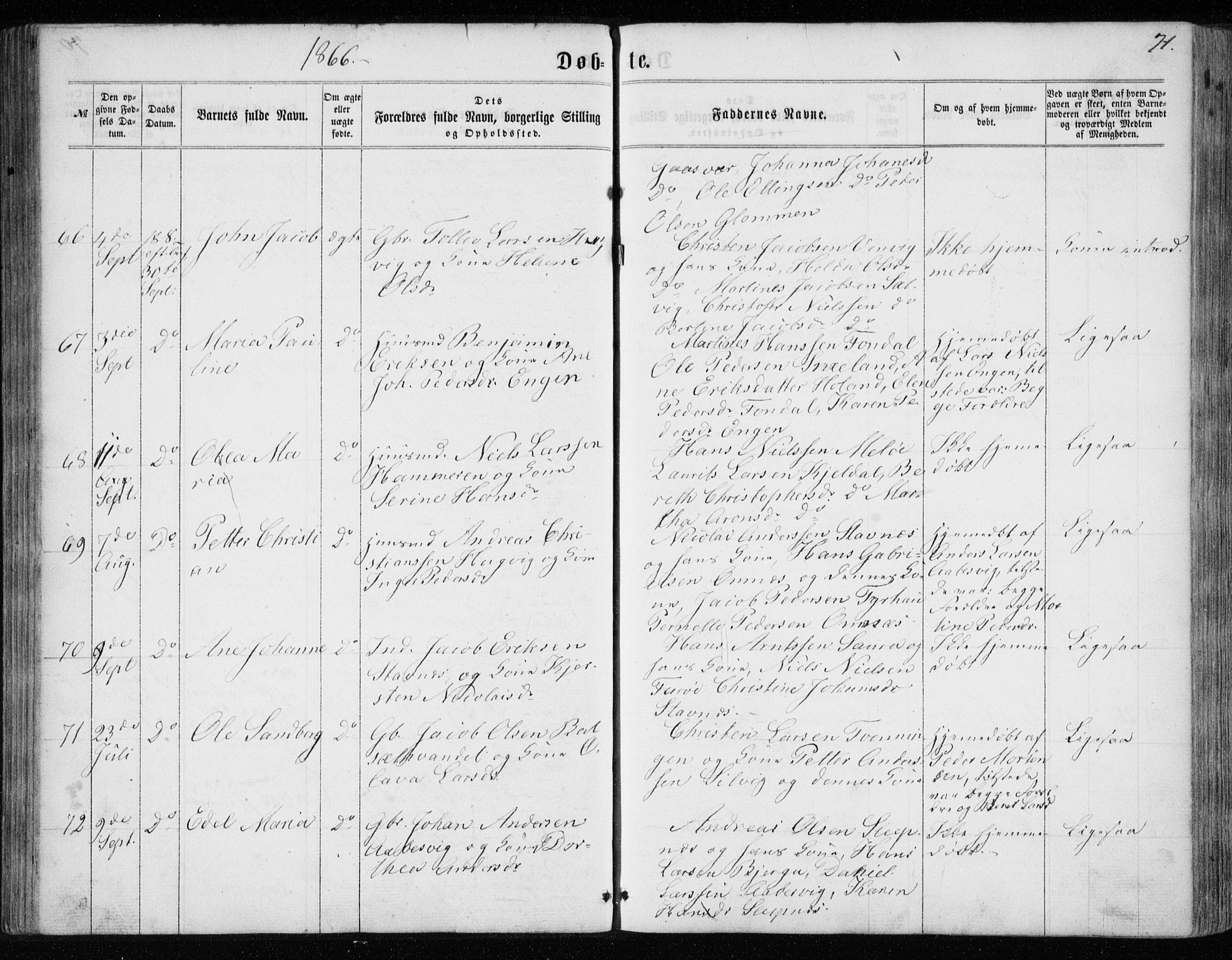 Ministerialprotokoller, klokkerbøker og fødselsregistre - Nordland, AV/SAT-A-1459/843/L0634: Klokkerbok nr. 843C03, 1860-1884, s. 71