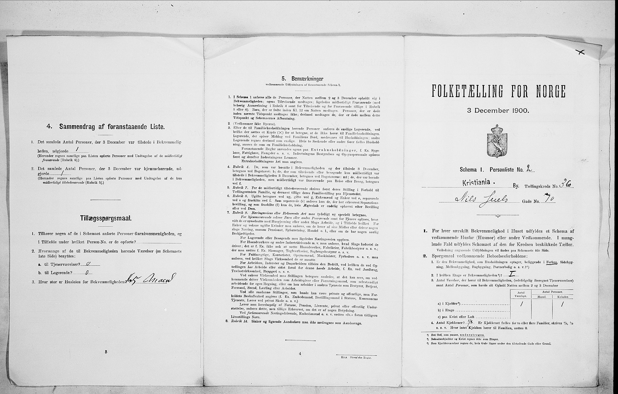 SAO, Folketelling 1900 for 0301 Kristiania kjøpstad, 1900, s. 64376