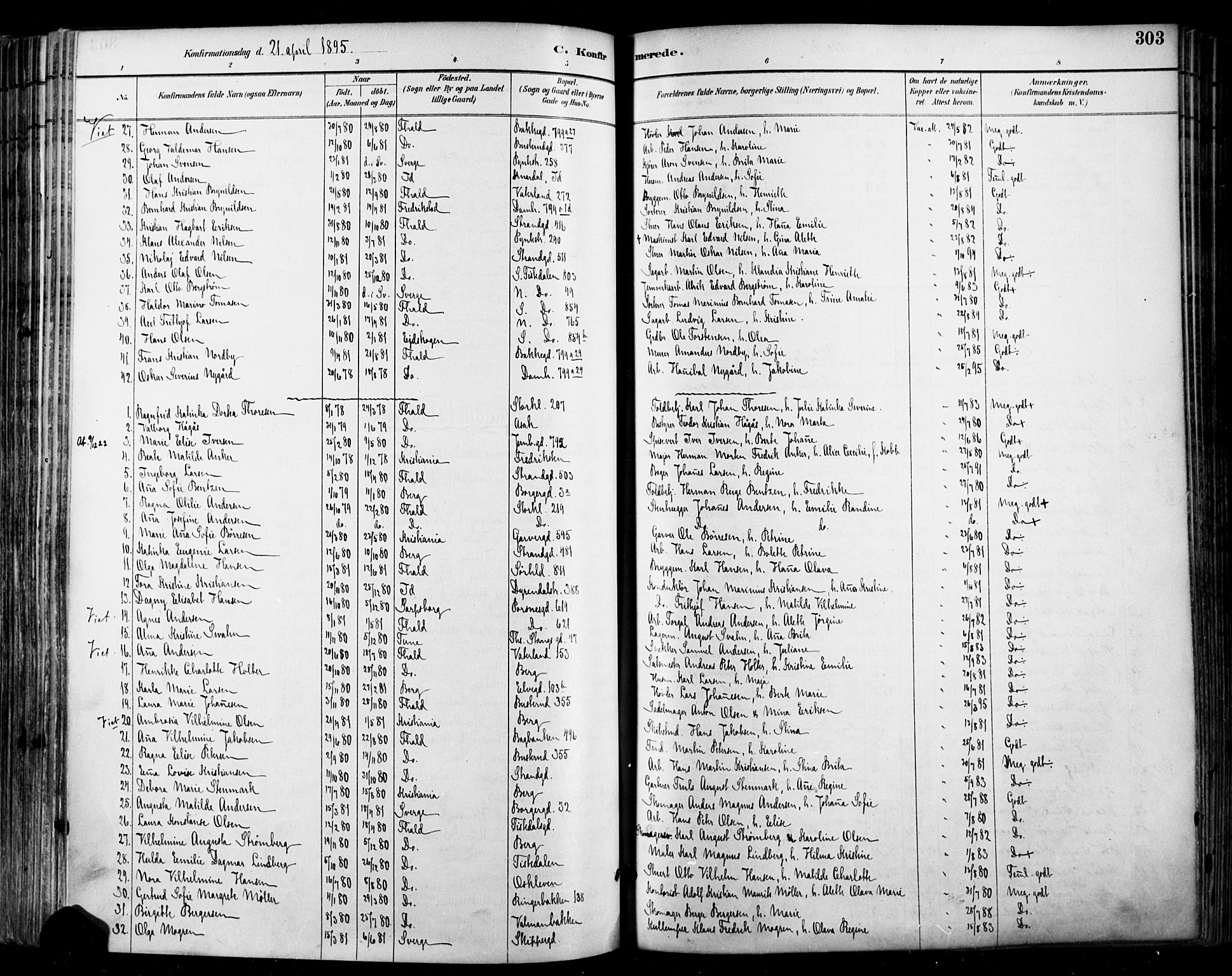 Halden prestekontor Kirkebøker, SAO/A-10909/F/Fa/L0013: Ministerialbok nr. I 13, 1890-1906, s. 303