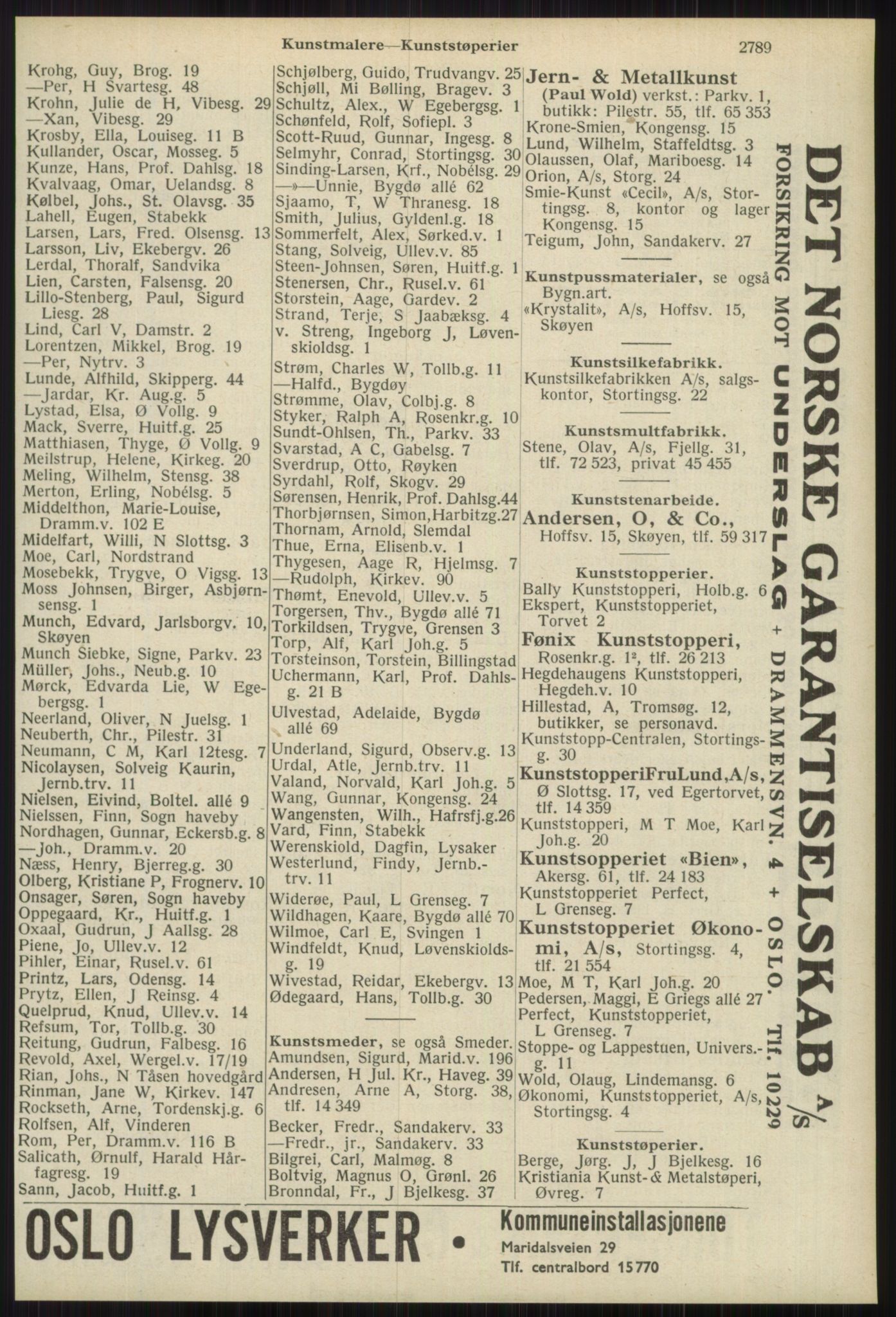 Kristiania/Oslo adressebok, PUBL/-, 1939, s. 2789