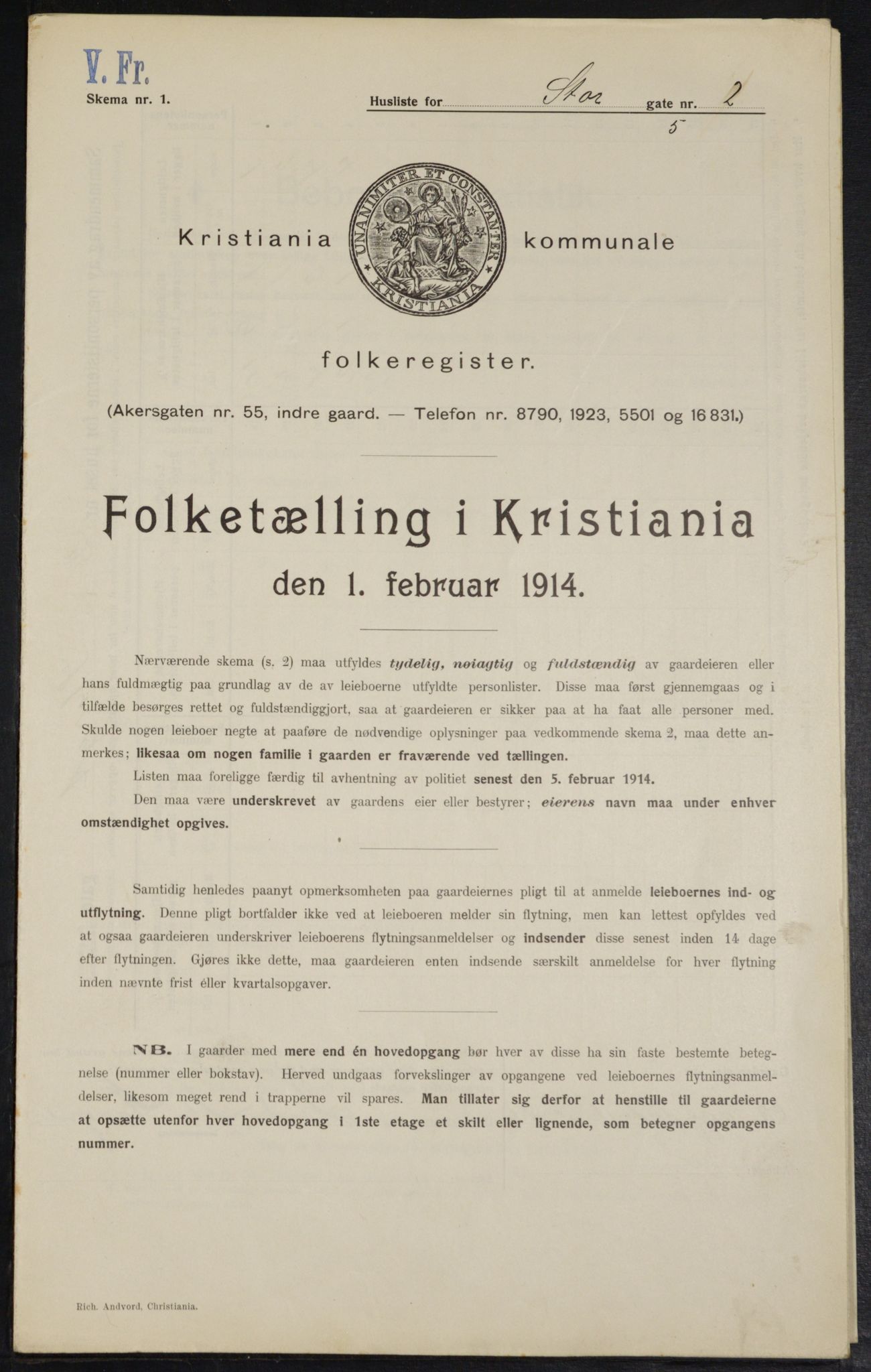 OBA, Kommunal folketelling 1.2.1914 for Kristiania, 1914, s. 103583