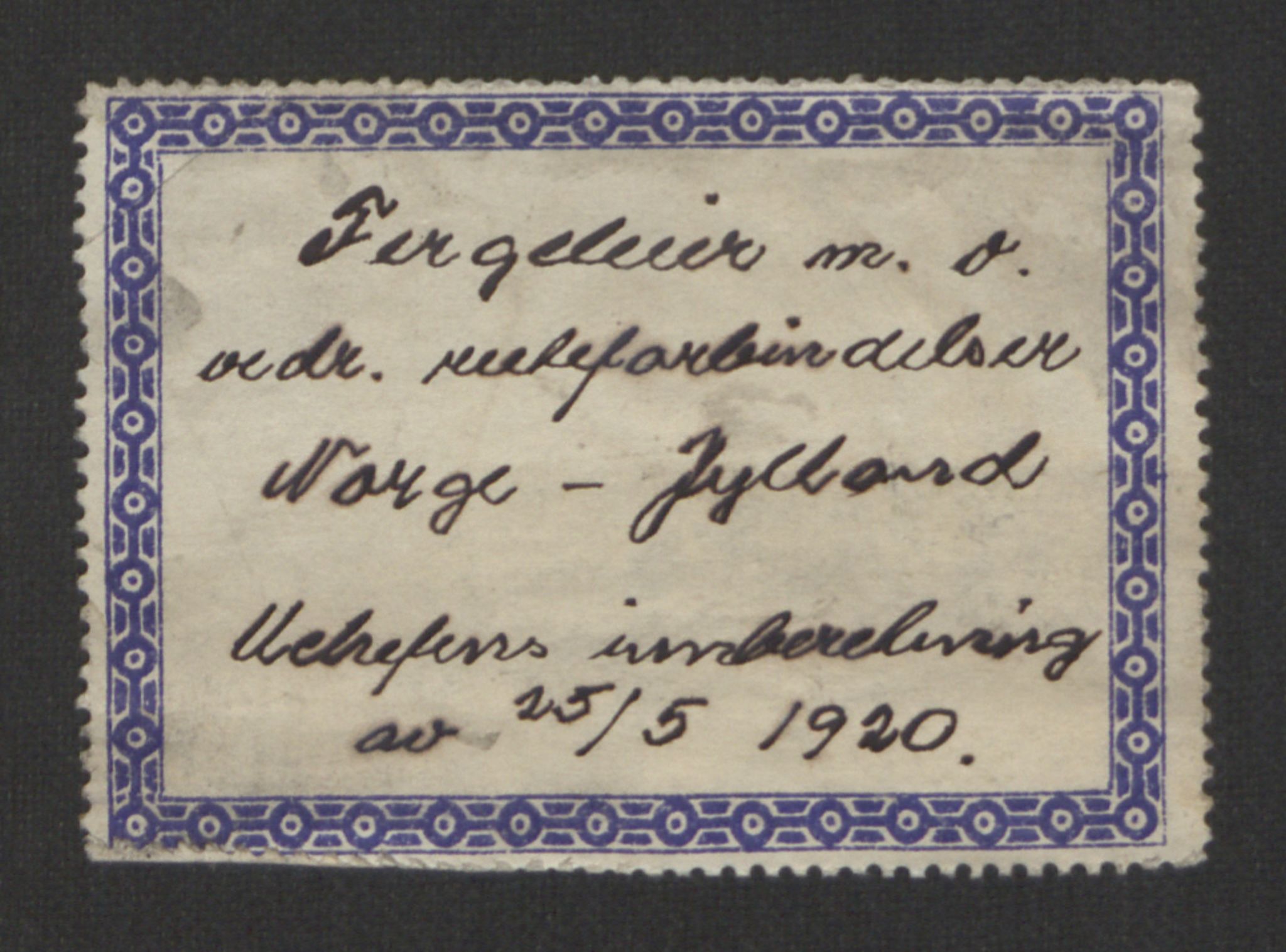 Norges Statsbaner, Baneavdelingen B, RA/S-1619/1/F/Fa/L0042: NORGE-JYLLAND, 1920, s. 4