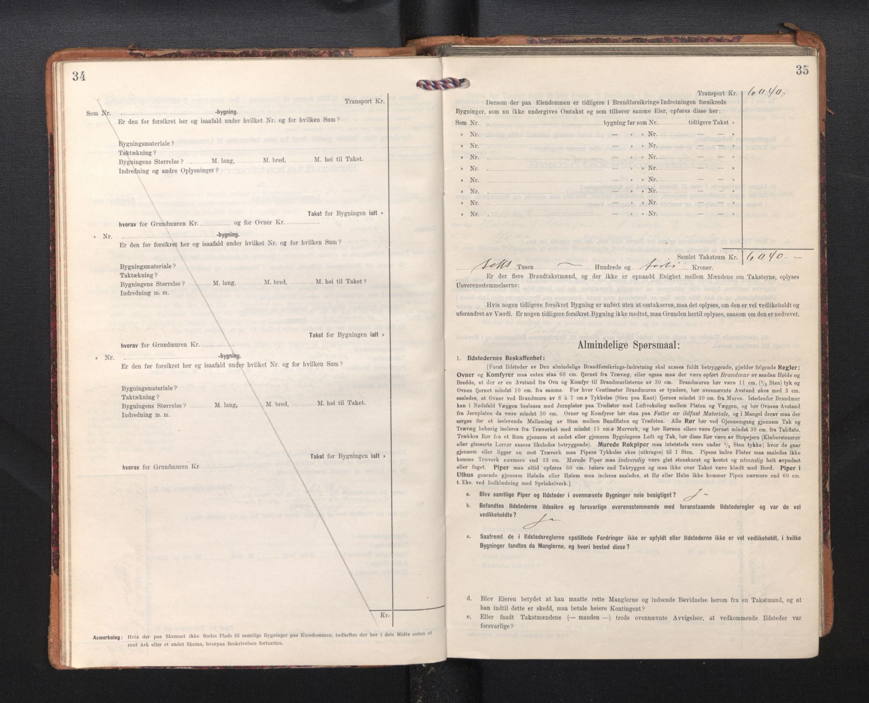 Lensmannen i Kvam, SAB/A-33201/0012/L0006: Branntakstprotokoll, skjematakst, 1913-1955, s. 34-35