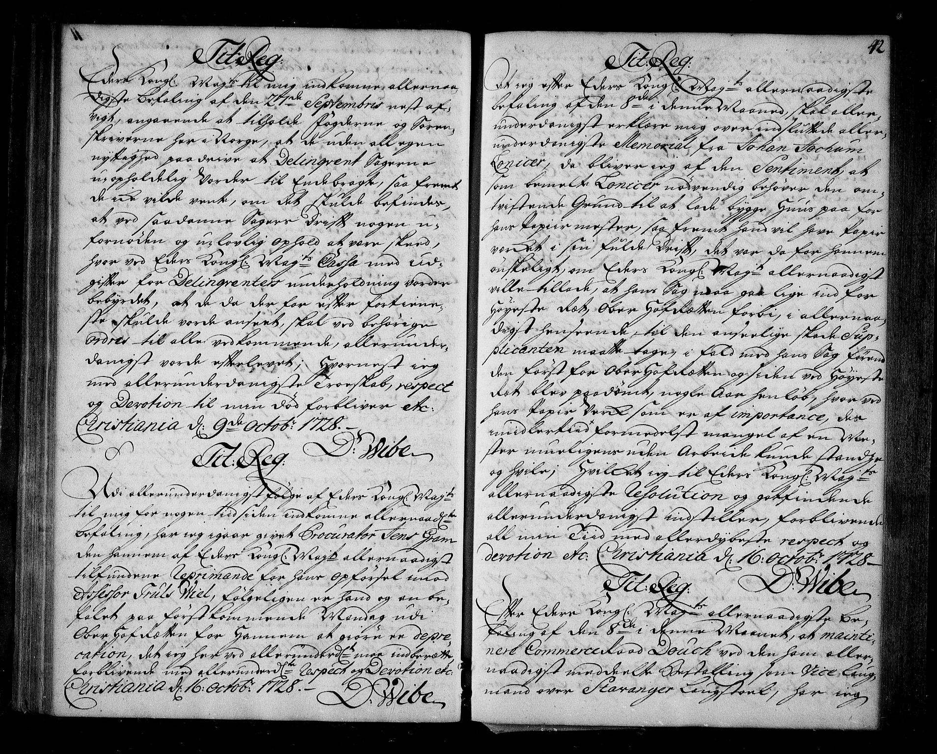 Stattholderembetet 1572-1771, AV/RA-EA-2870/Be/L0002: Relasjons- og korrespondanseprotokoll, 1726-1731, s. 41b-42a