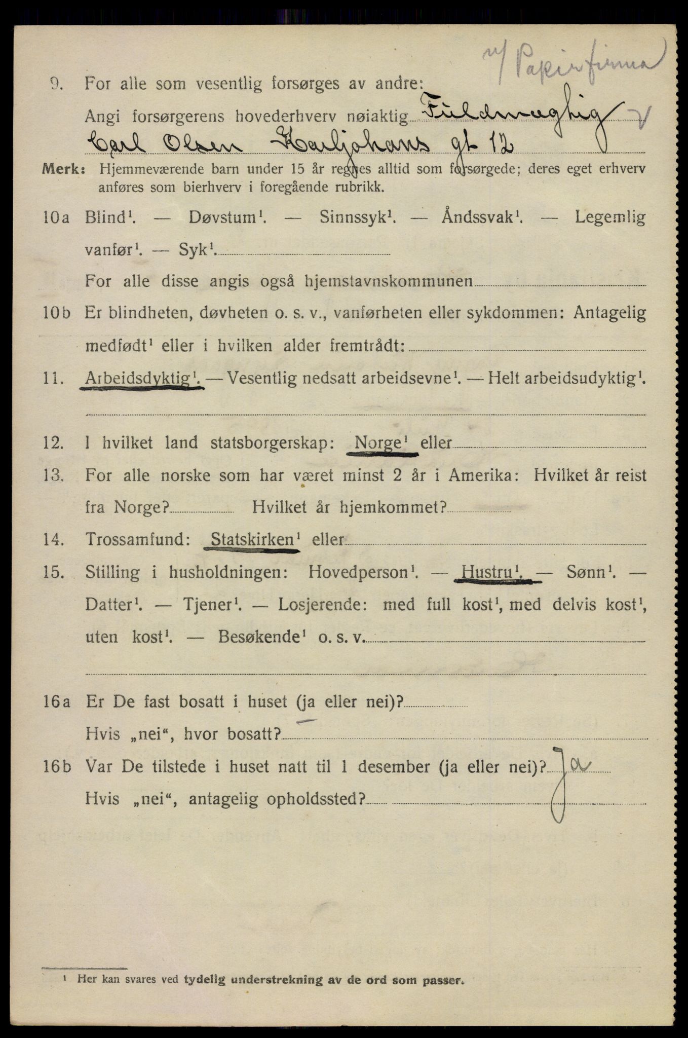 SAO, Folketelling 1920 for 0301 Kristiania kjøpstad, 1920, s. 295914