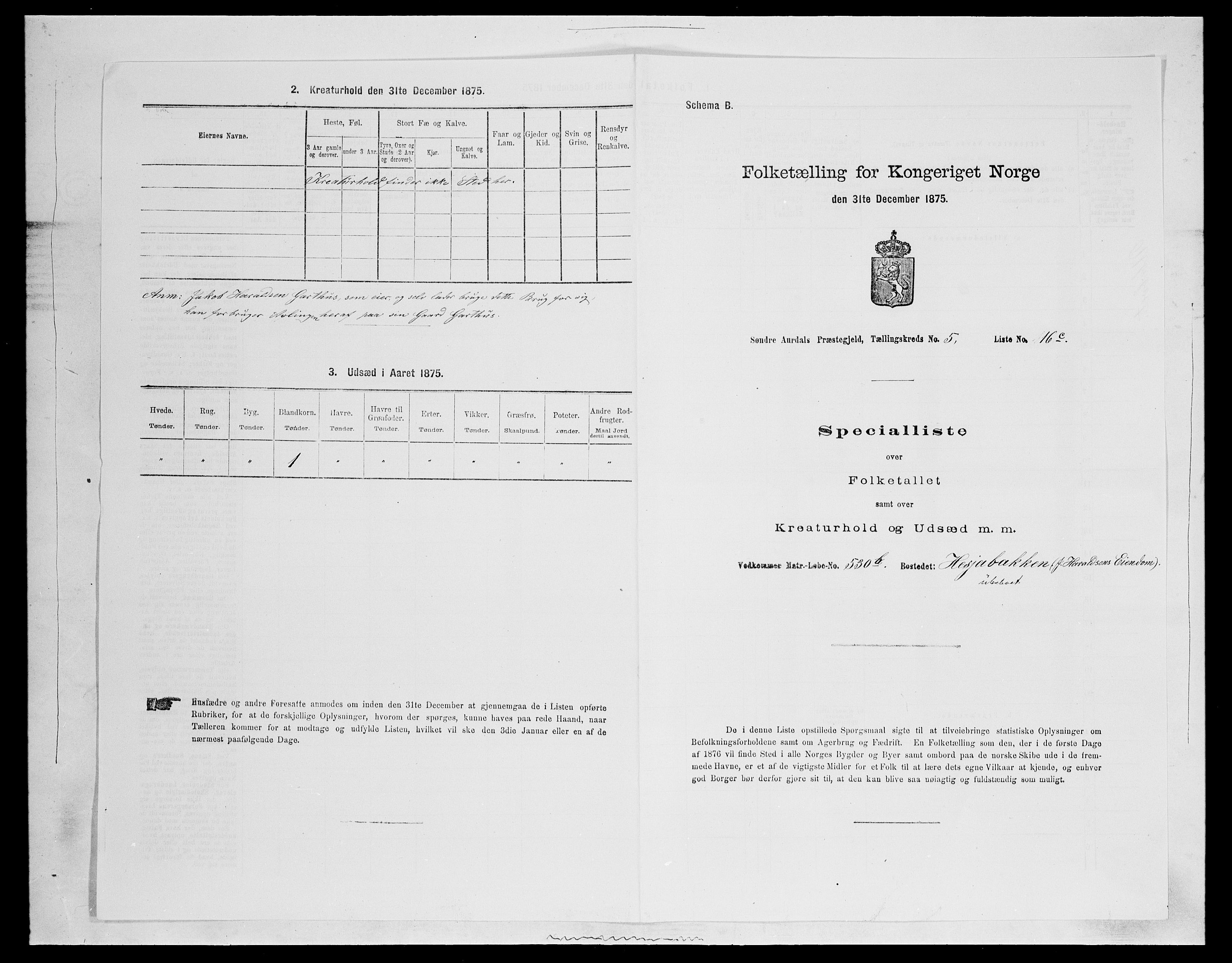 SAH, Folketelling 1875 for 0540P Sør-Aurdal prestegjeld, 1875, s. 977