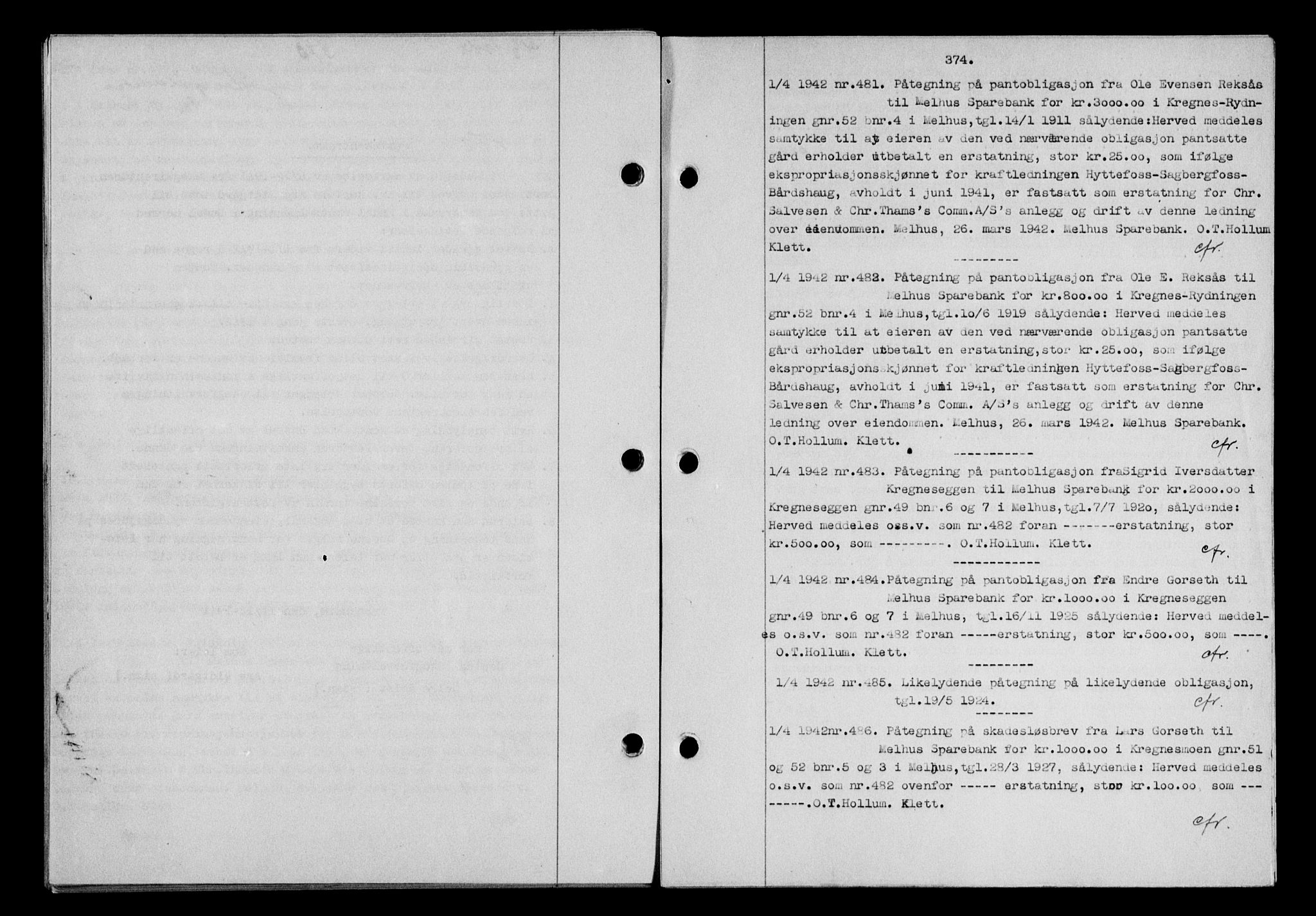Gauldal sorenskriveri, SAT/A-0014/1/2/2C/L0054: Pantebok nr. 59, 1941-1942, Dagboknr: 481/1942