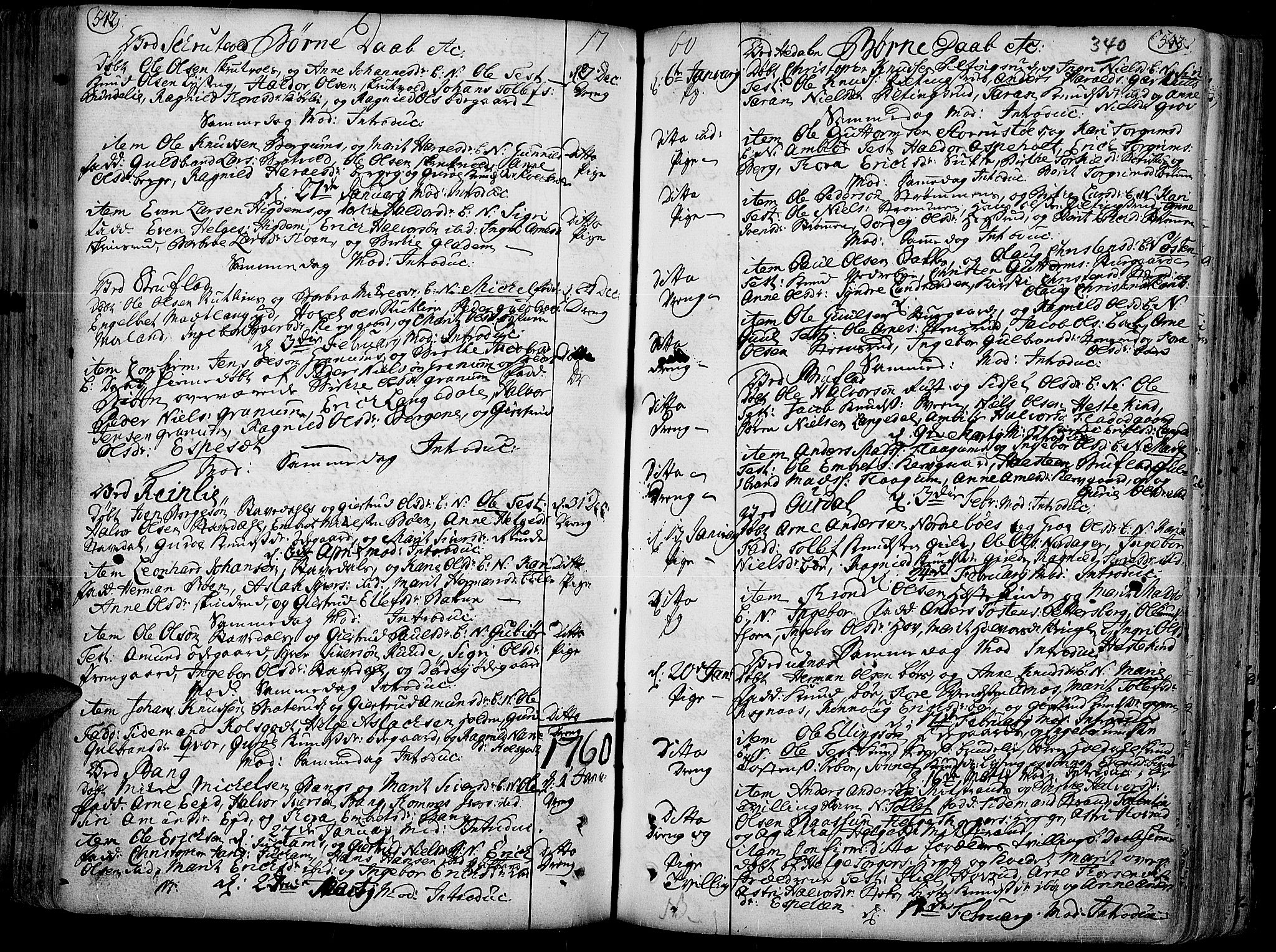 Aurdal prestekontor, AV/SAH-PREST-126/H/Ha/Haa/L0004: Ministerialbok nr. 4, 1730-1762, s. 542-543