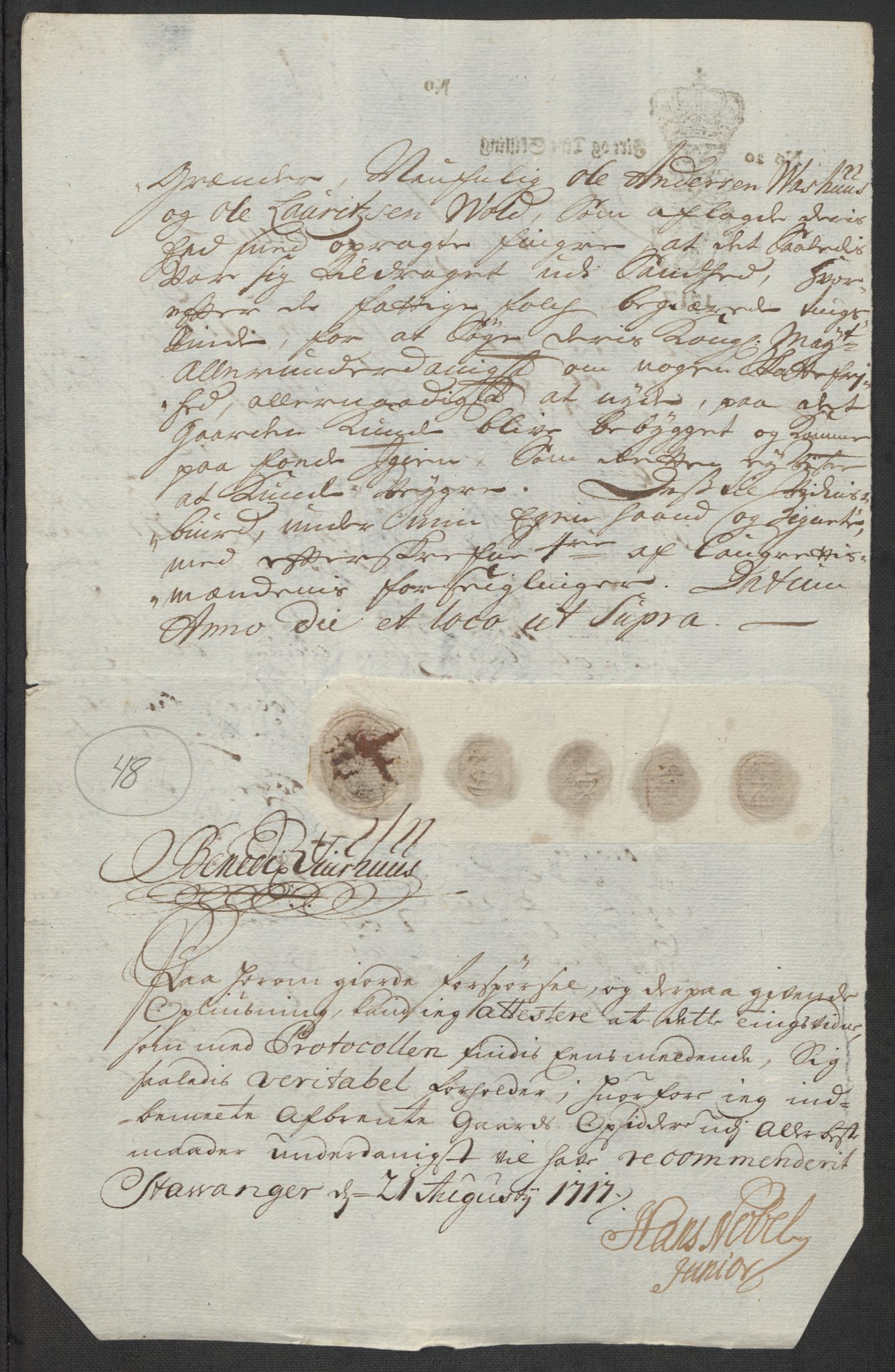 Rentekammeret inntil 1814, Reviderte regnskaper, Fogderegnskap, AV/RA-EA-4092/R46/L2742: Fogderegnskap Jæren og Dalane, 1717, s. 186