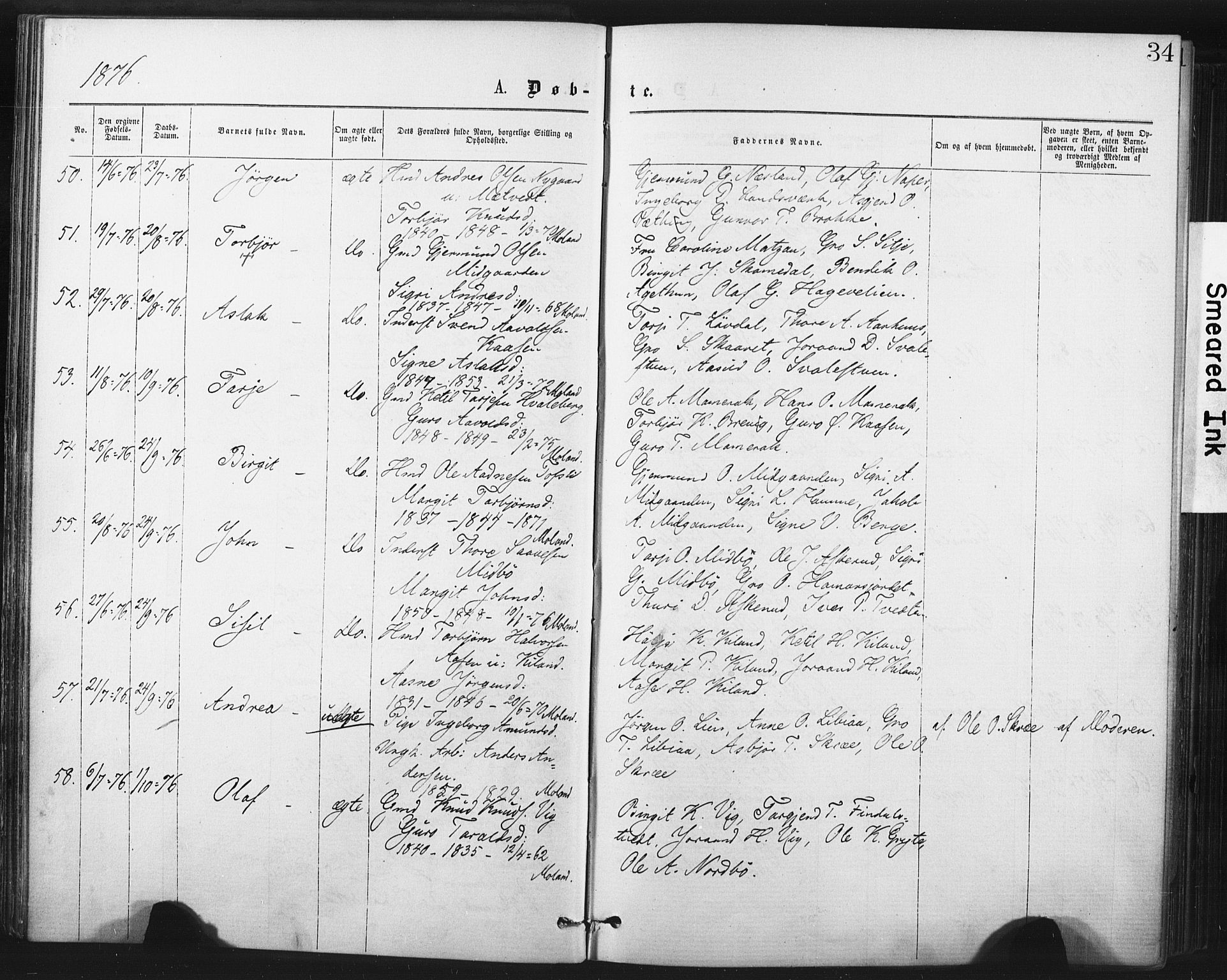 Fyresdal kirkebøker, AV/SAKO-A-263/F/Fa/L0006: Ministerialbok nr. I 6, 1872-1886, s. 34