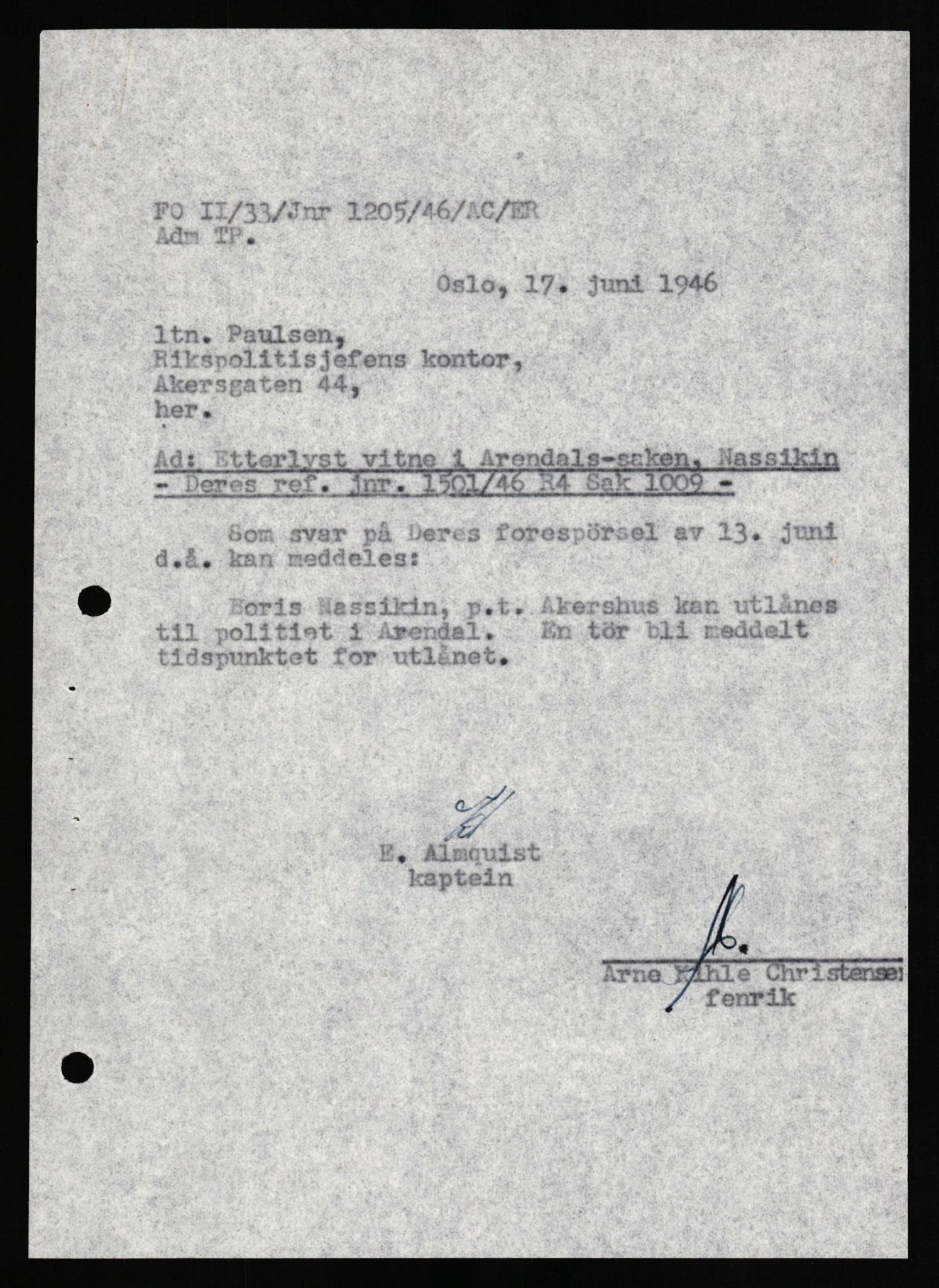 Forsvaret, Forsvarets overkommando II, AV/RA-RAFA-3915/D/Db/L0023: CI Questionaires. Tyske okkupasjonsstyrker i Norge. Tyskere., 1945-1946, s. 454