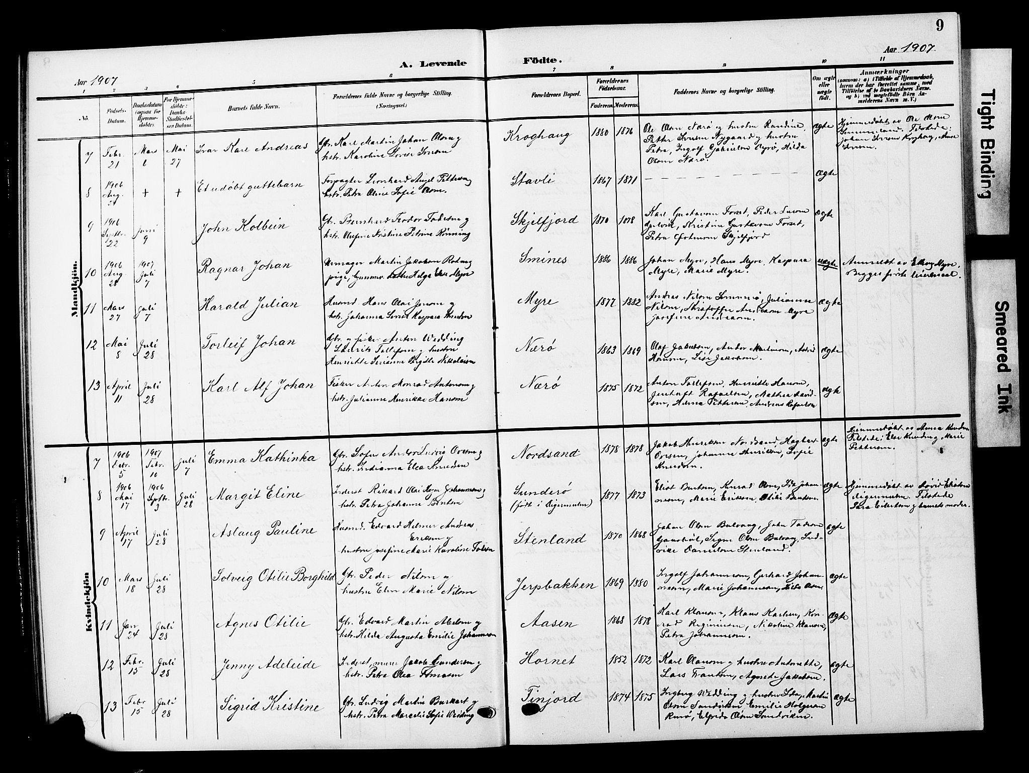 Ministerialprotokoller, klokkerbøker og fødselsregistre - Nordland, AV/SAT-A-1459/893/L1350: Klokkerbok nr. 893C05, 1906-1927, s. 9