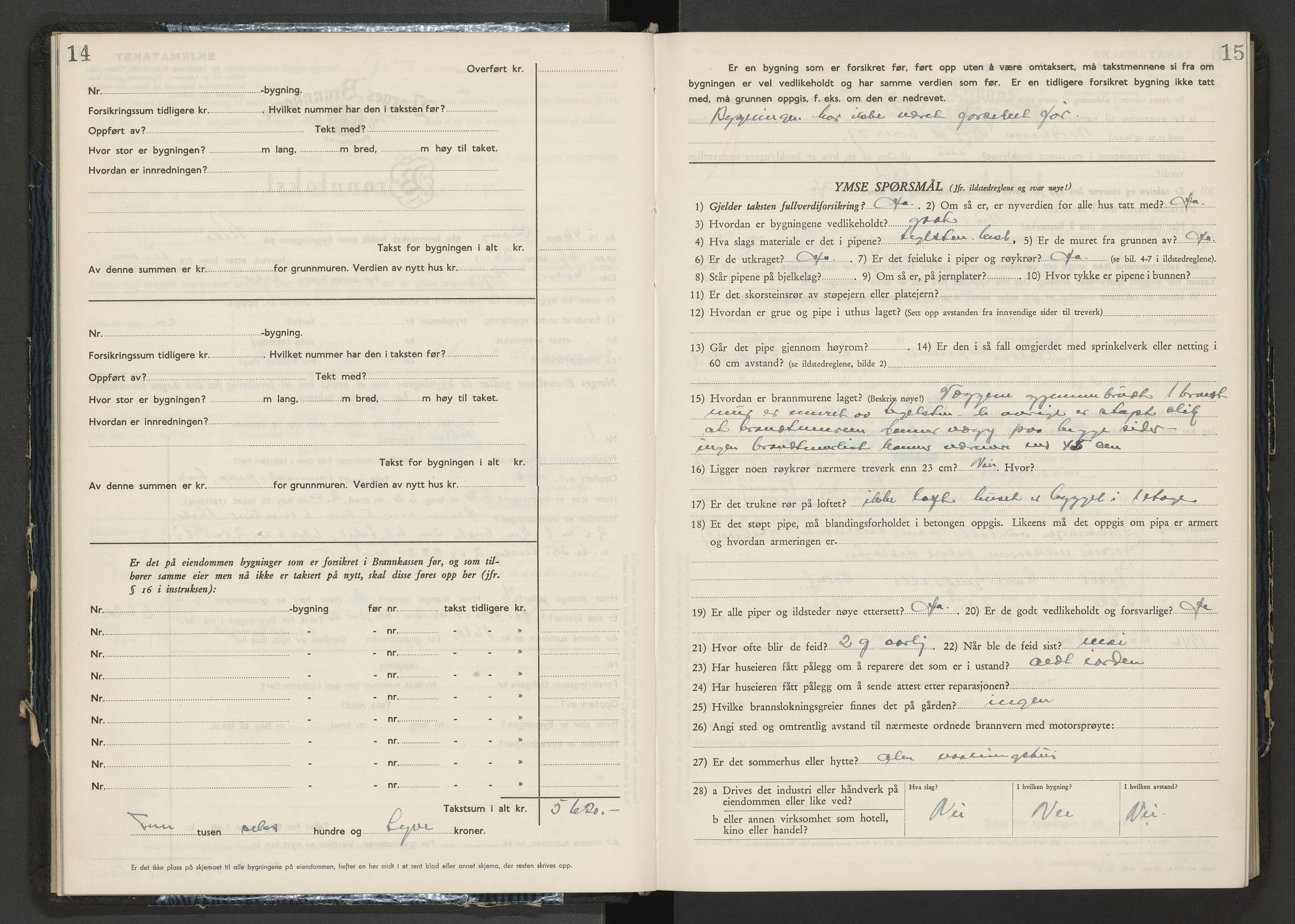 Norges Brannkasse Rødøy, AV/SAT-A-5578/Fb/L0007: Branntakstprotokoll, 1946-1955