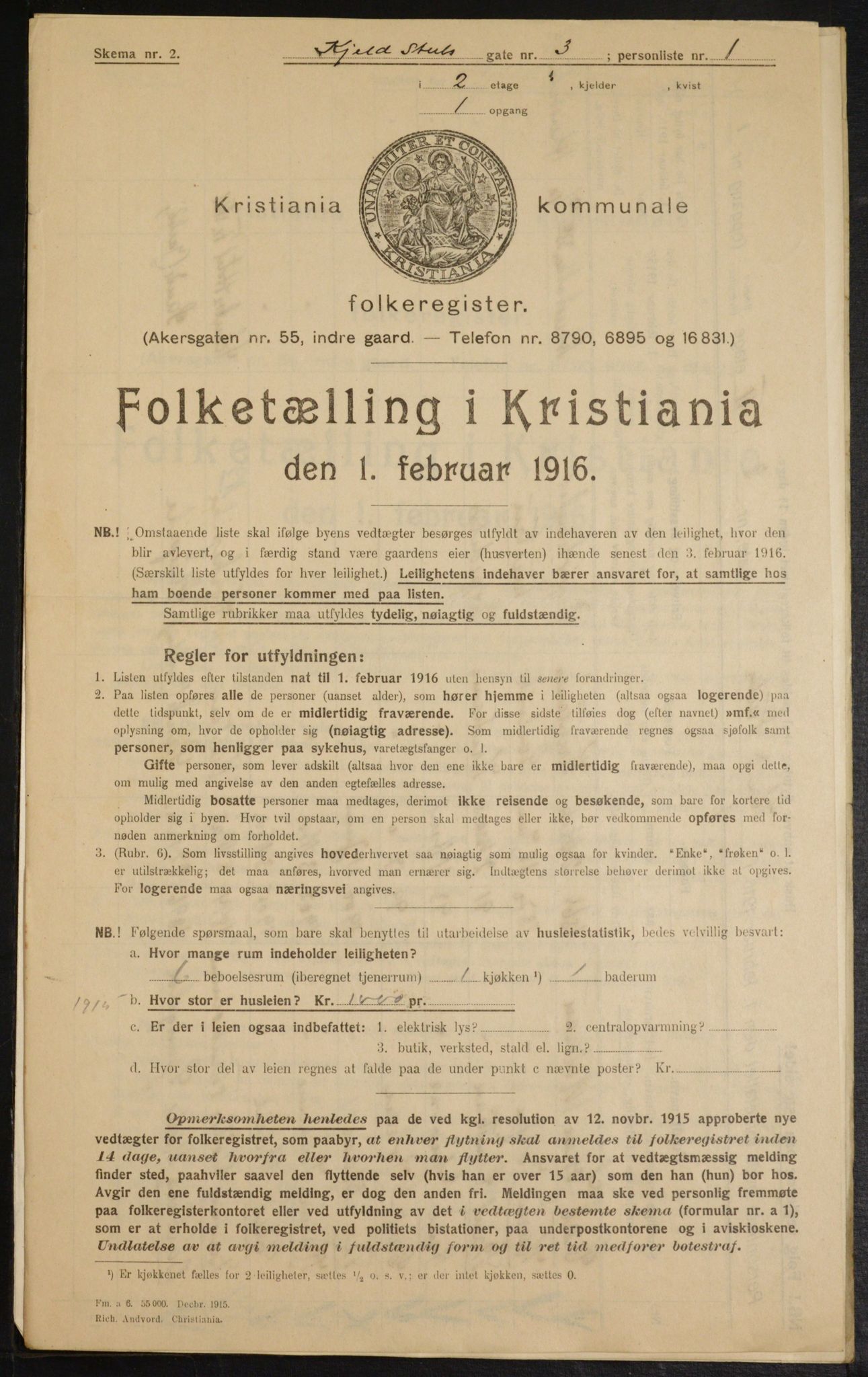 OBA, Kommunal folketelling 1.2.1916 for Kristiania, 1916, s. 52607