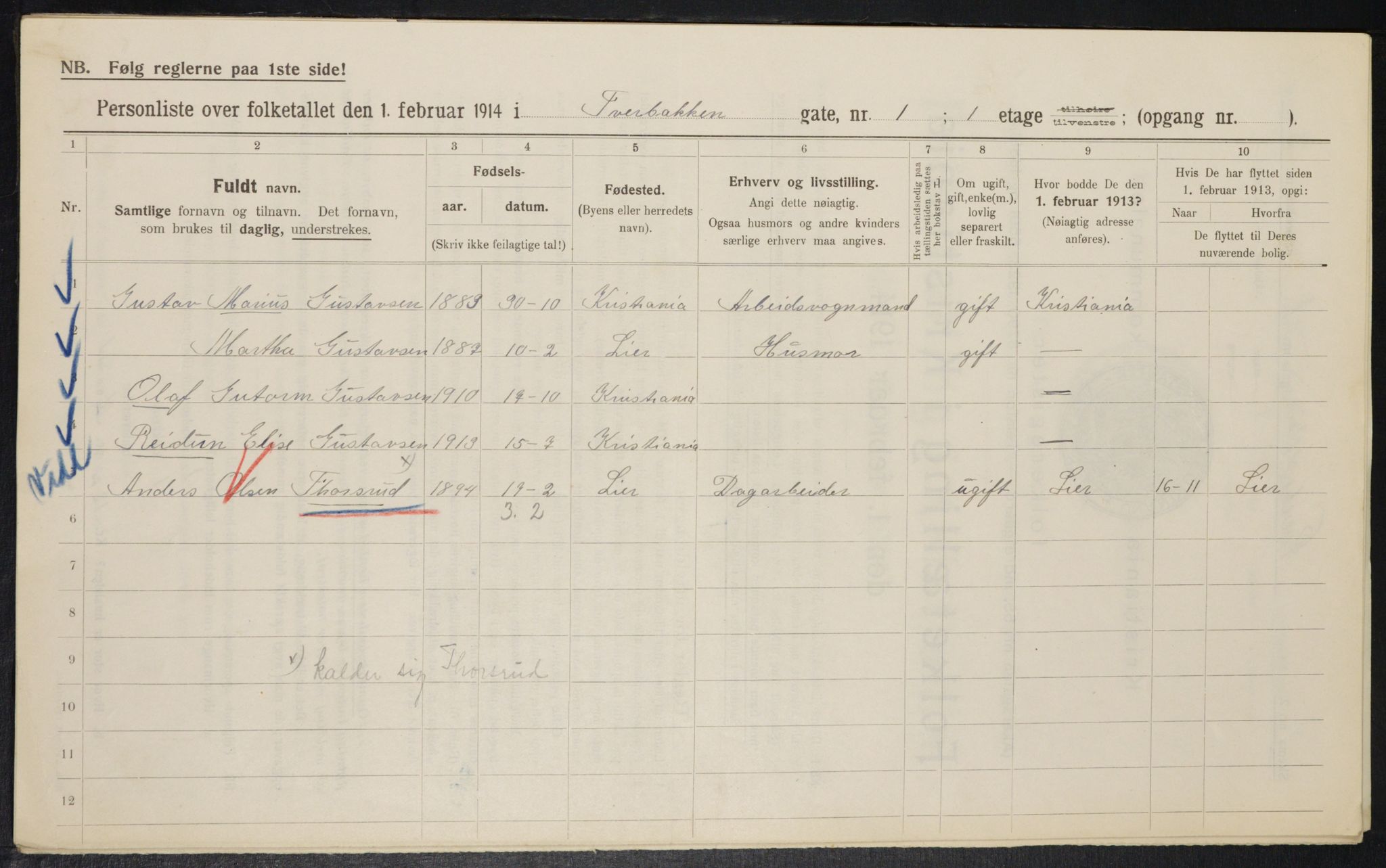 OBA, Kommunal folketelling 1.2.1914 for Kristiania, 1914, s. 118193