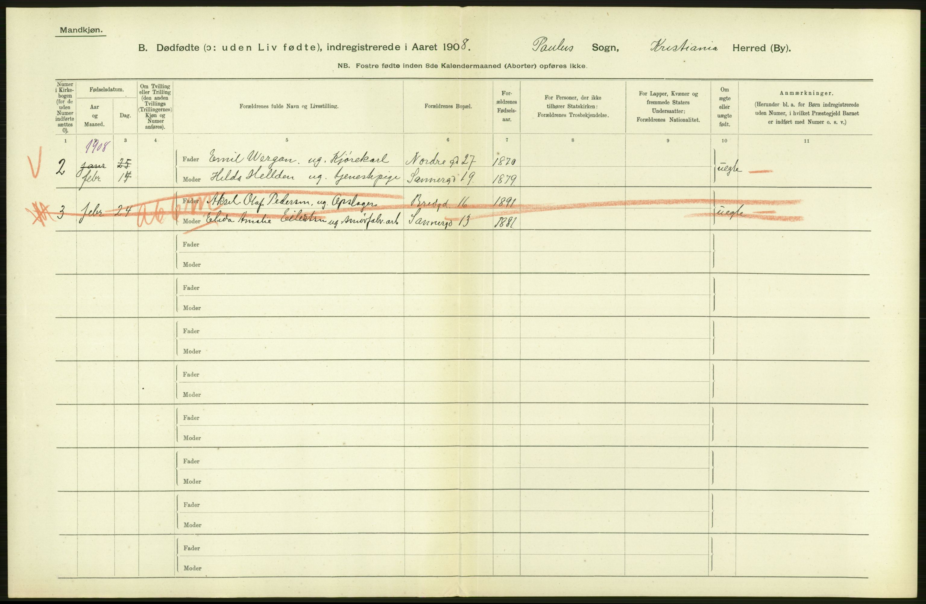 Statistisk sentralbyrå, Sosiodemografiske emner, Befolkning, AV/RA-S-2228/D/Df/Dfa/Dfaf/L0009: Kristiania: Døde, dødfødte., 1908, s. 440