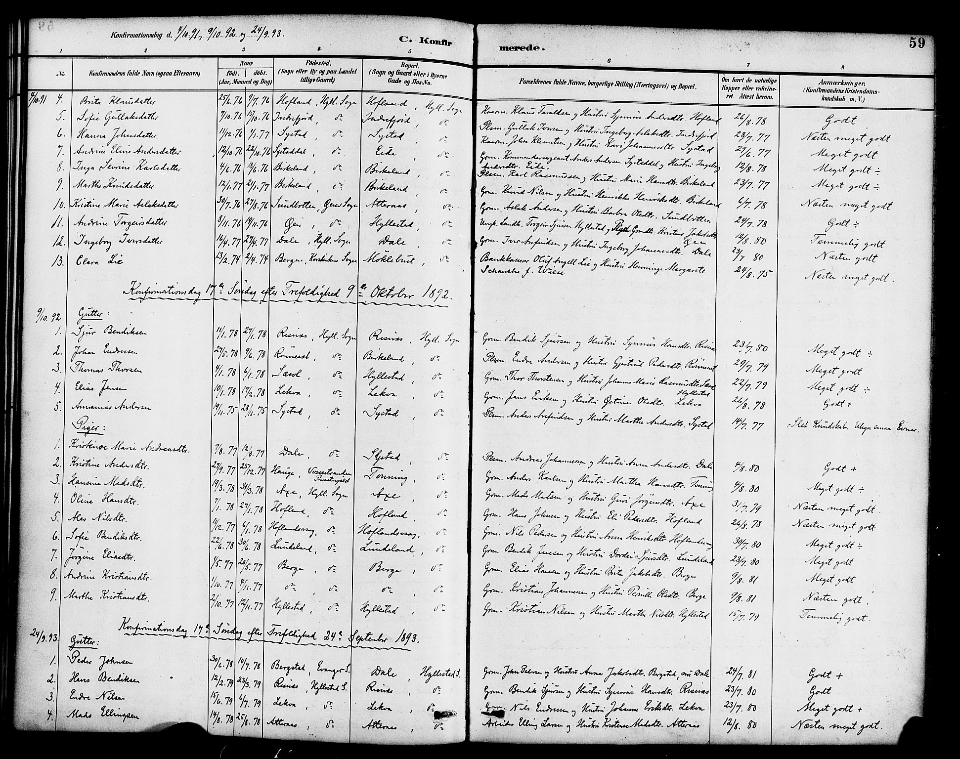 Hyllestad sokneprestembete, AV/SAB-A-80401: Ministerialbok nr. B 1, 1886-1904, s. 59