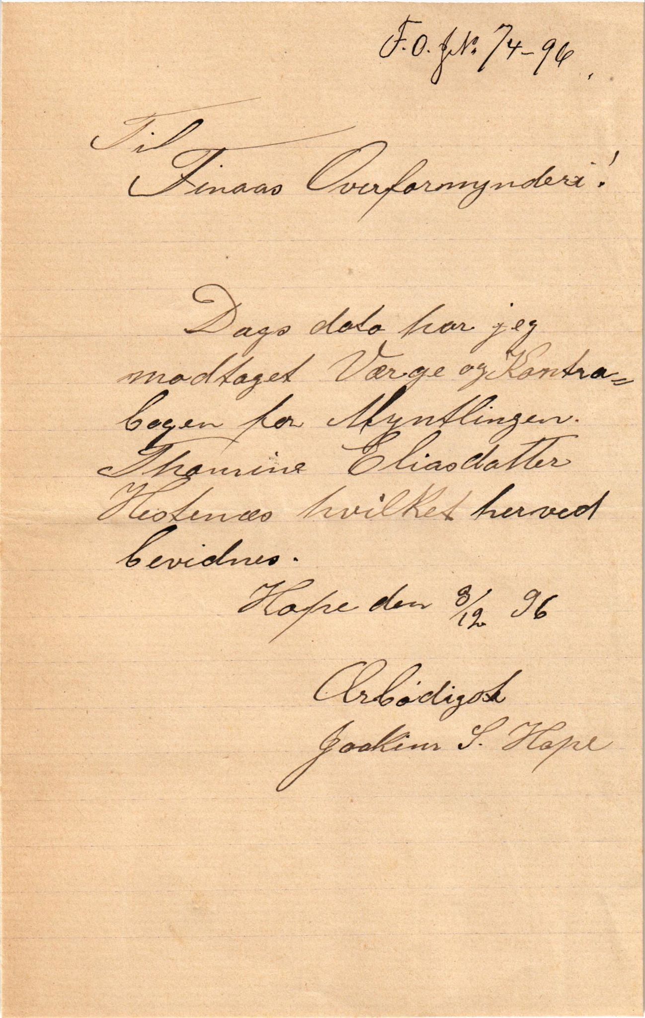 Finnaas kommune. Overformynderiet, IKAH/1218a-812/D/Da/Daa/L0002/0001: Kronologisk ordna korrespondanse / Kronologisk ordna korrespondanse, 1896-1900, s. 35