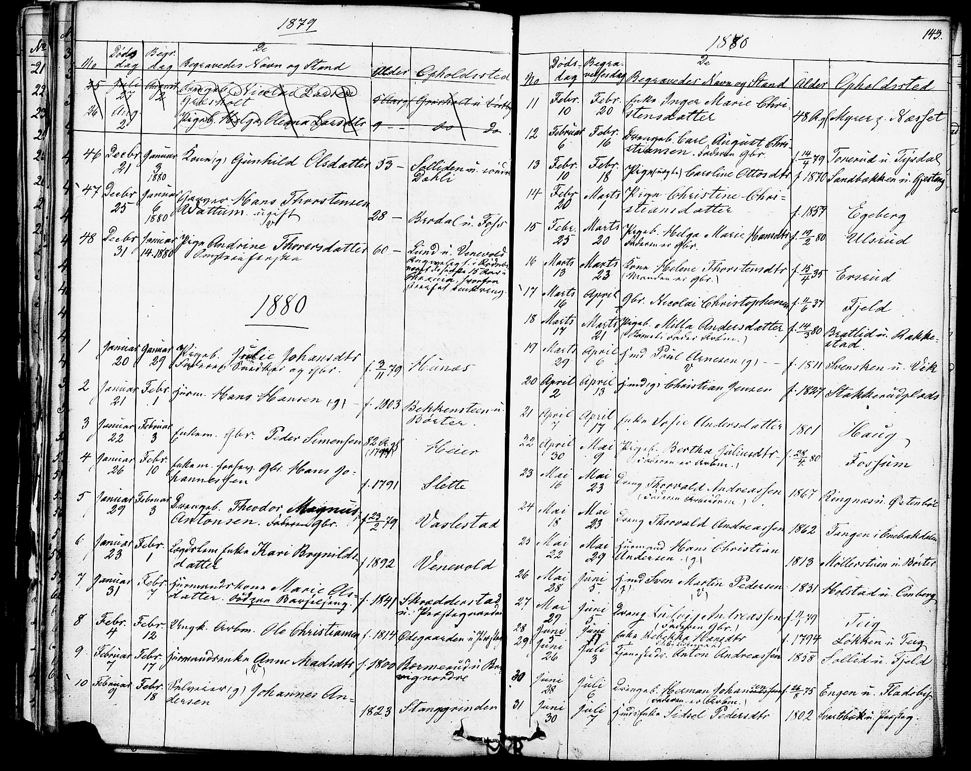 Enebakk prestekontor Kirkebøker, SAO/A-10171c/F/Fa/L0013: Ministerialbok nr. I 13, 1832-1882, s. 143